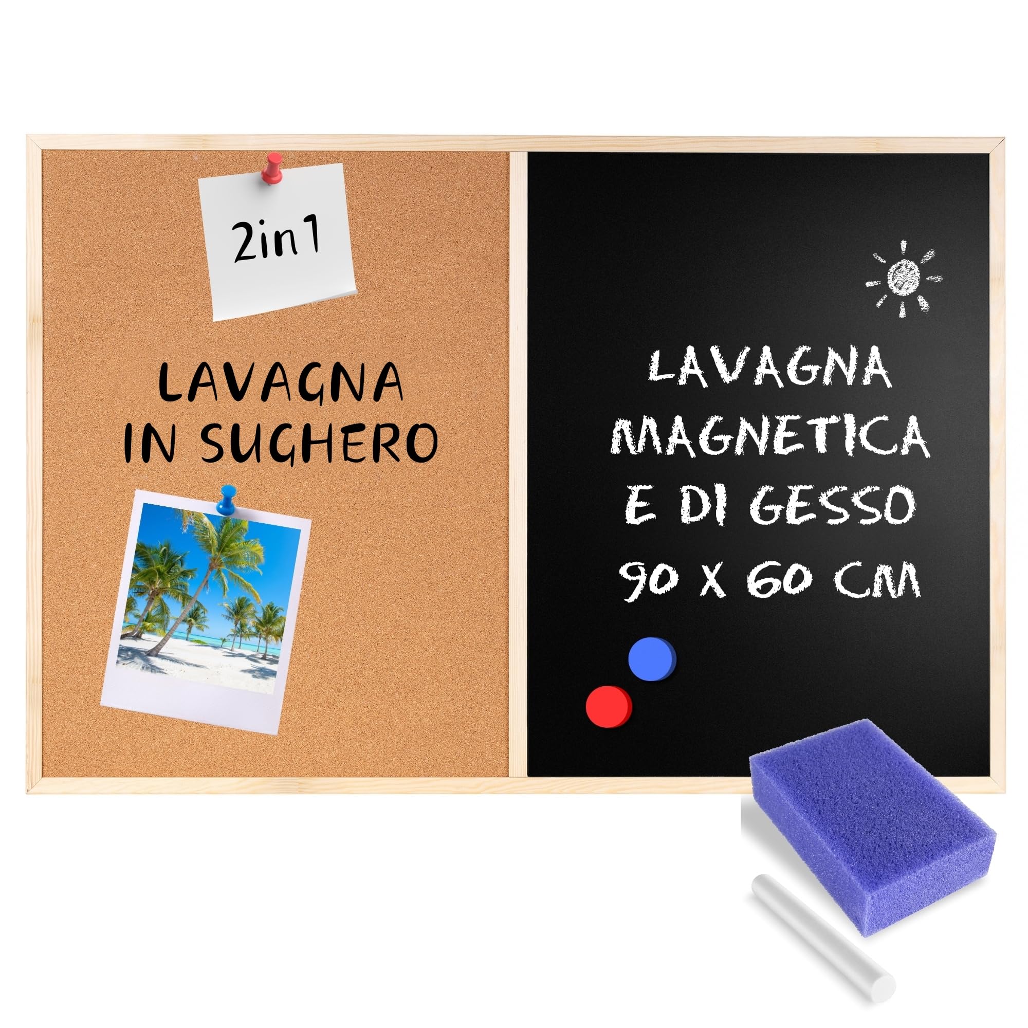 Creative Home Lavagna Magnetica Sughero 90x60 cm Parete