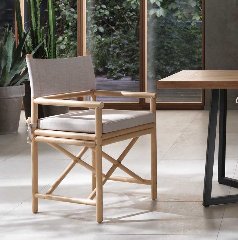 Mila Maurizi Maison Lia poltroncina pranzo rattan con cuscino