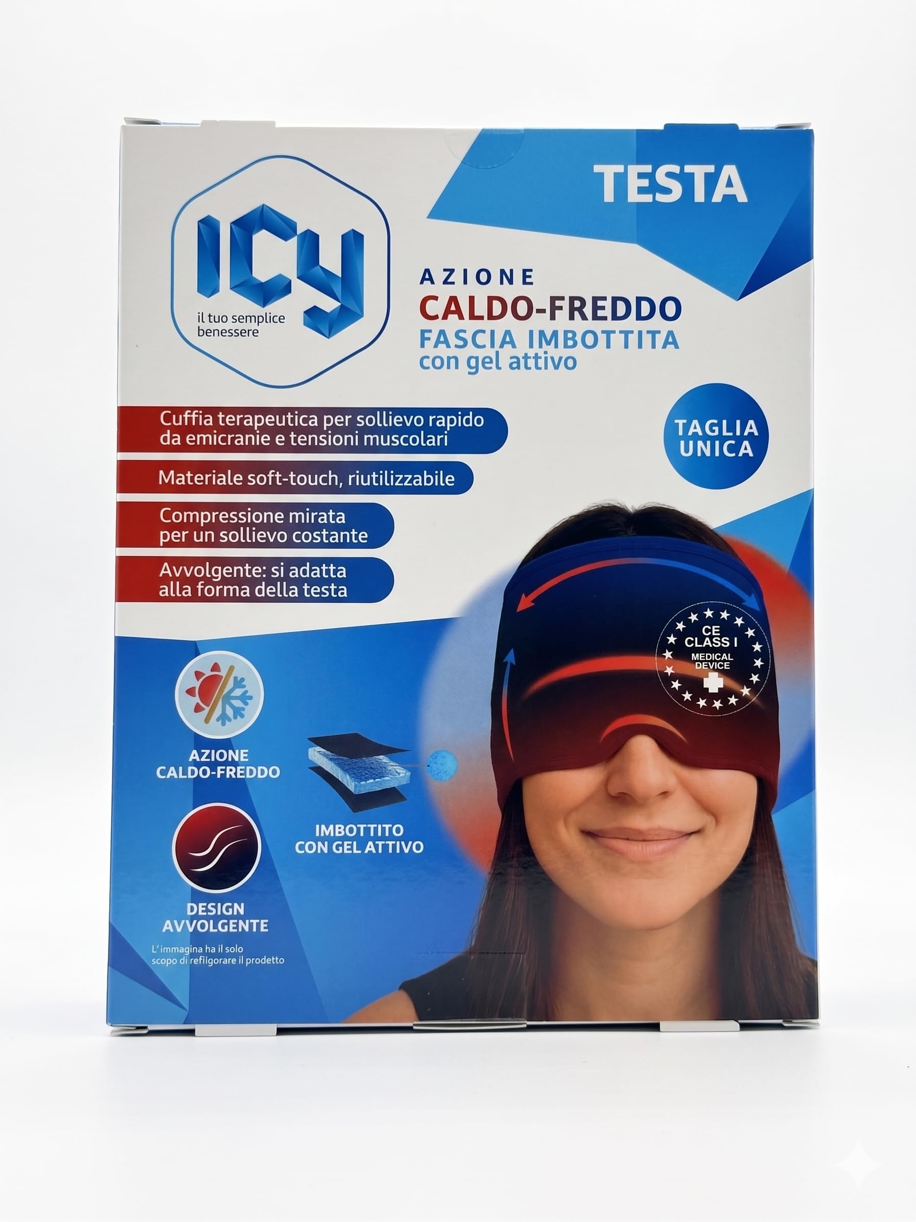 Inca Icy Mask Fascia Emicrania Gel Caldo-Freddo Riutilizzabile