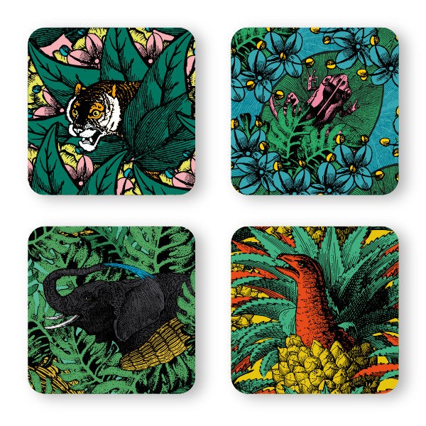 Gangzaï Safari D266 set 4 sottobicchieri per la tavola