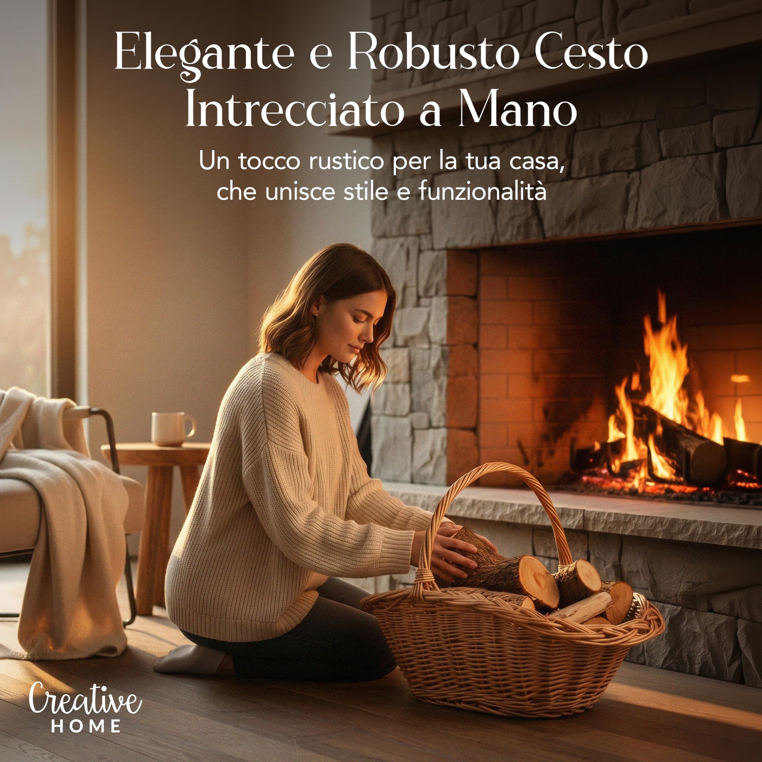 Creative Home Portalegna Vimini Marrone 60x40x39 cm