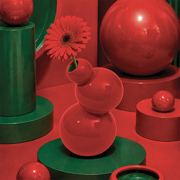 Gangzaï Geometrica Astre GD744 vaso rosso