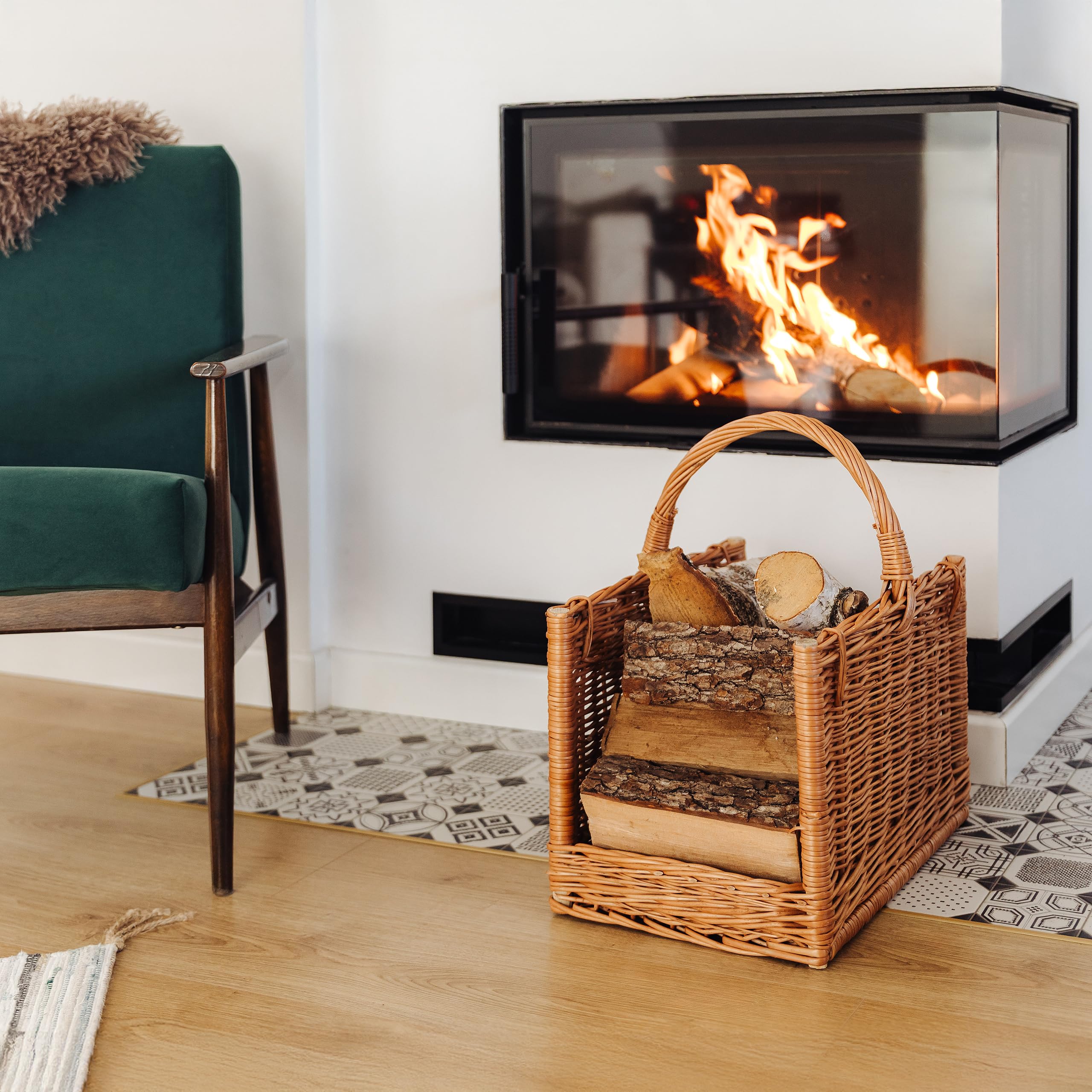 Creative Home Cesto Portalegna Vimini 45x30x47cm Salice