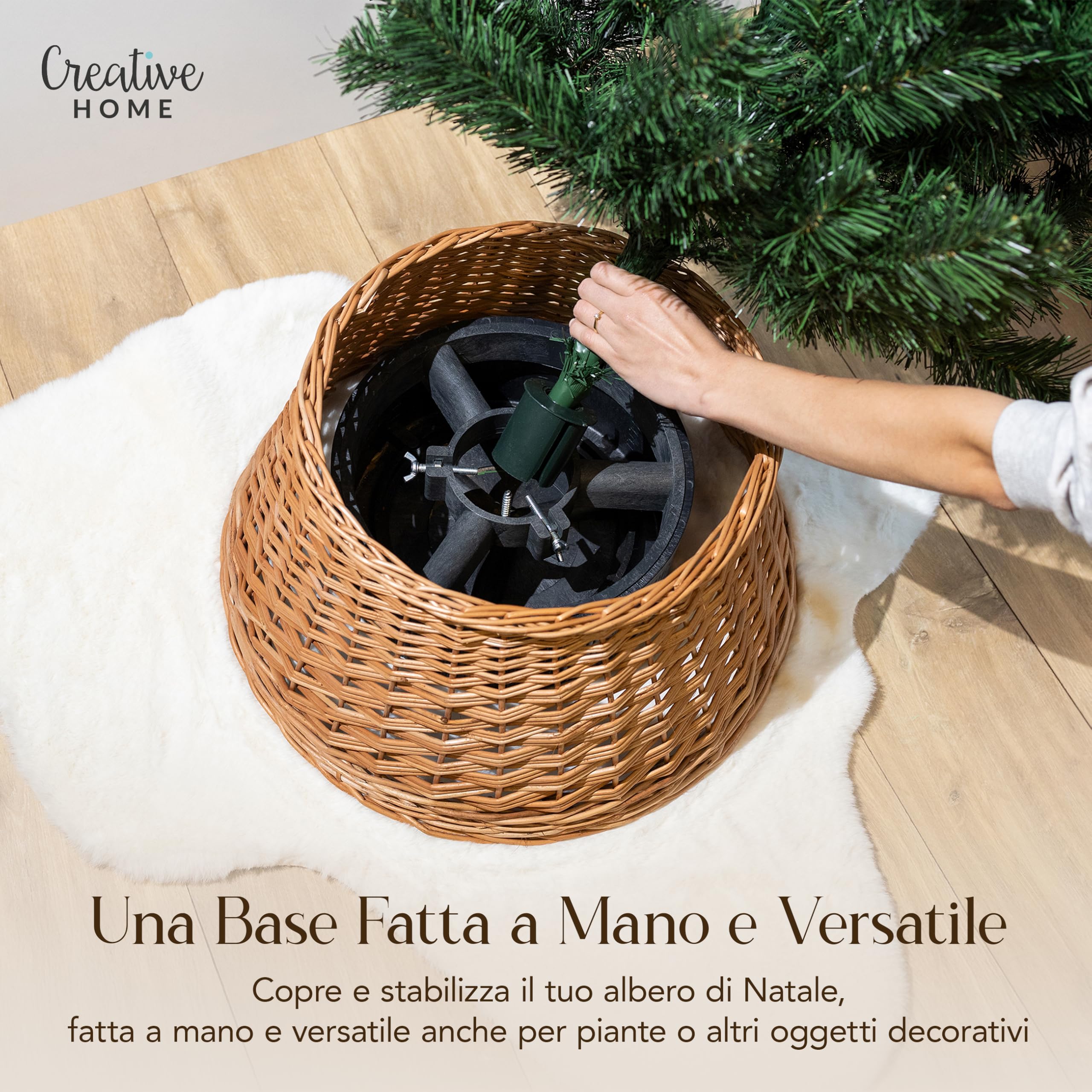 Creative Home Collare Albero Natale Vimini Naturale Ø 46x24 cm