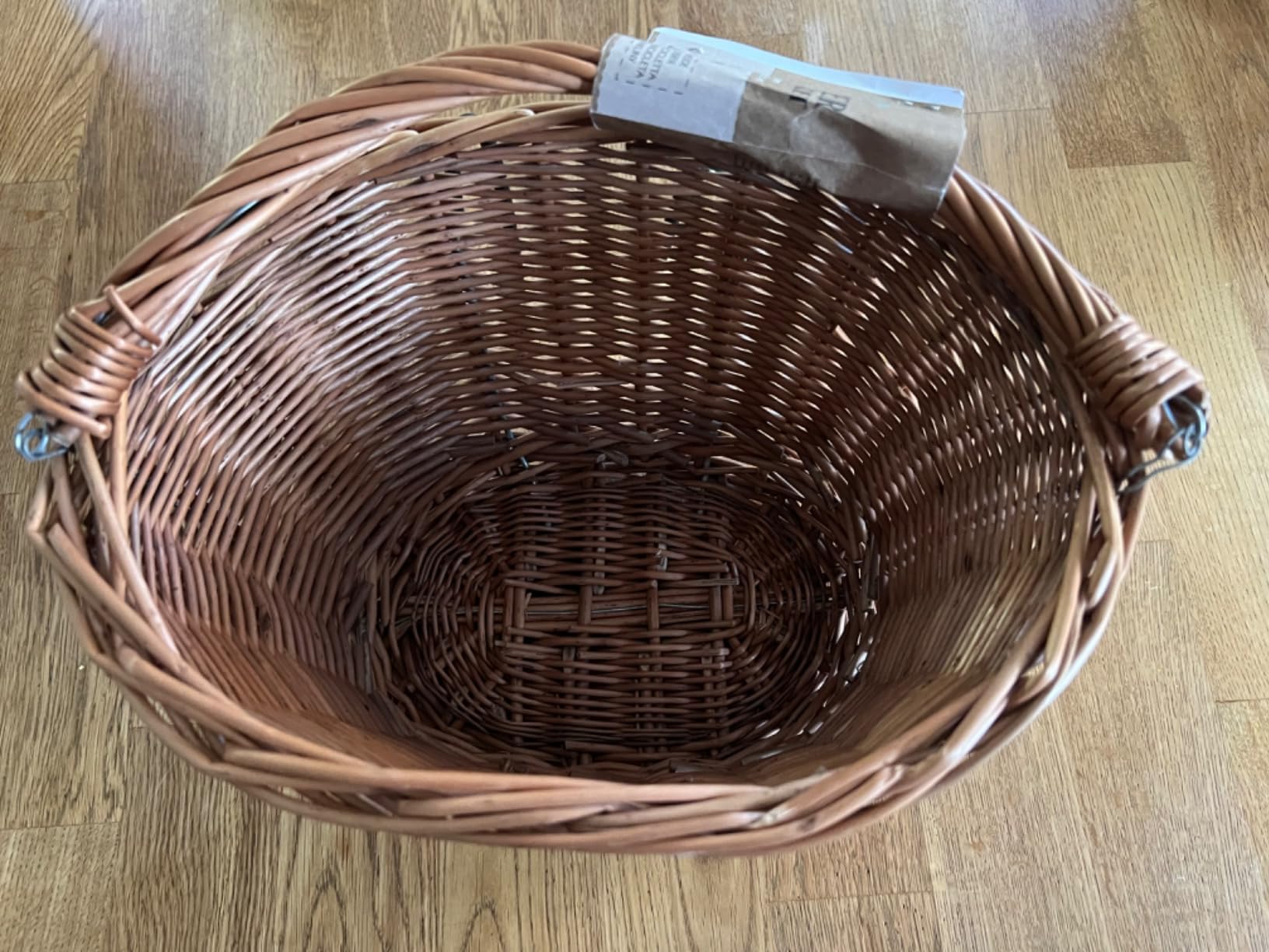 Creative Home Cestino Bici in Vimini Naturale 30x23x22 cm con Gancio