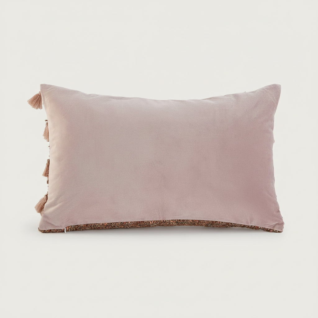Home ESPRIT Boho cuscino rettangolare 50x30 cm con nappe terracotta