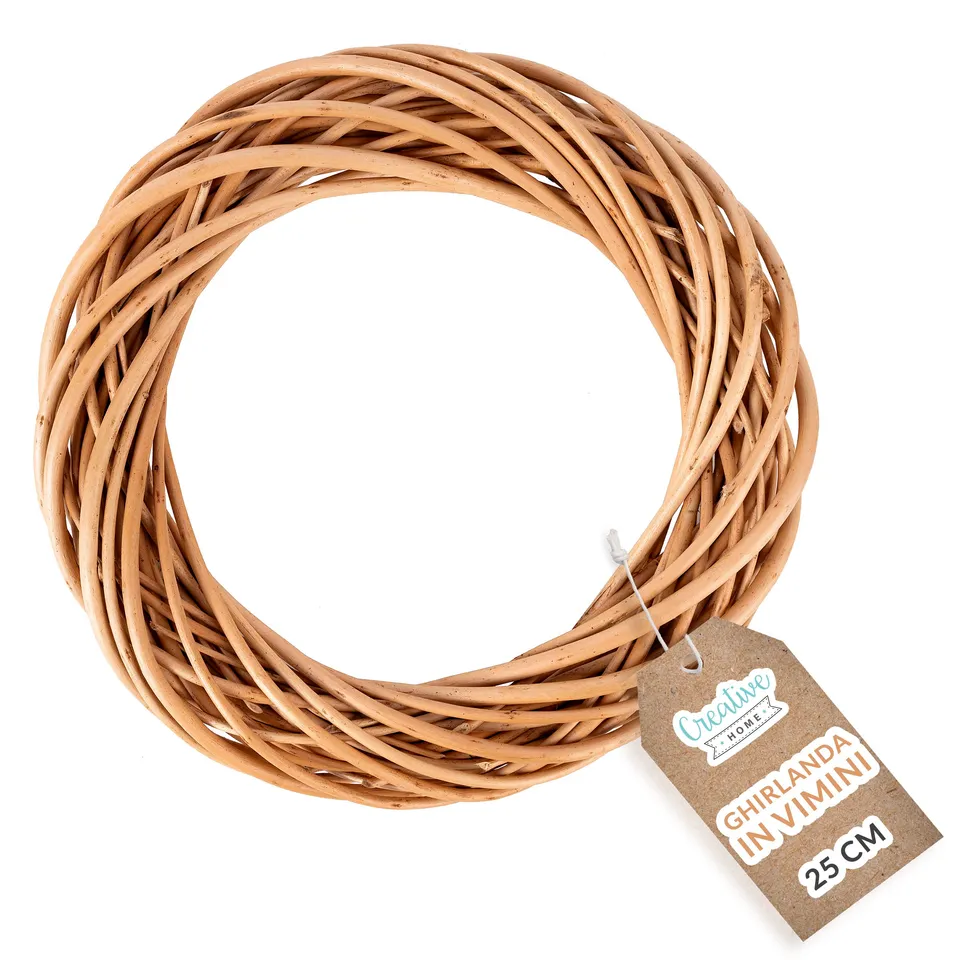 Creative Home Ghirlanda Vimini Marrone Rotonda 25 cm