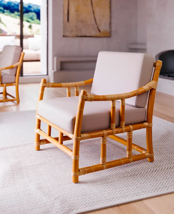 Mila Maurizi Jungle Revival Maya poltrona rattan con cuscini