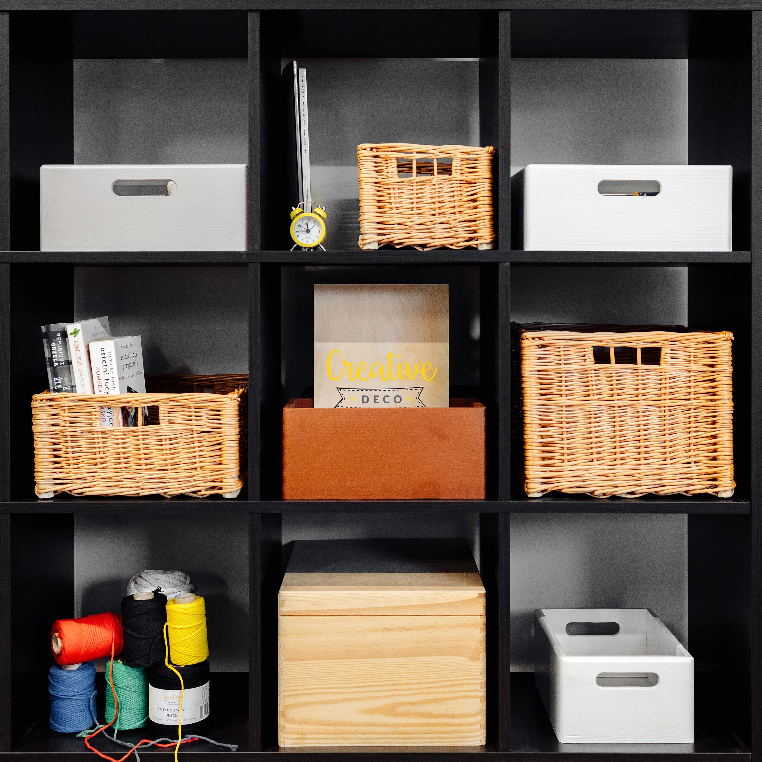 Creative Home Cesto Vimini Rettangolare 30x20x16 cm Marrone