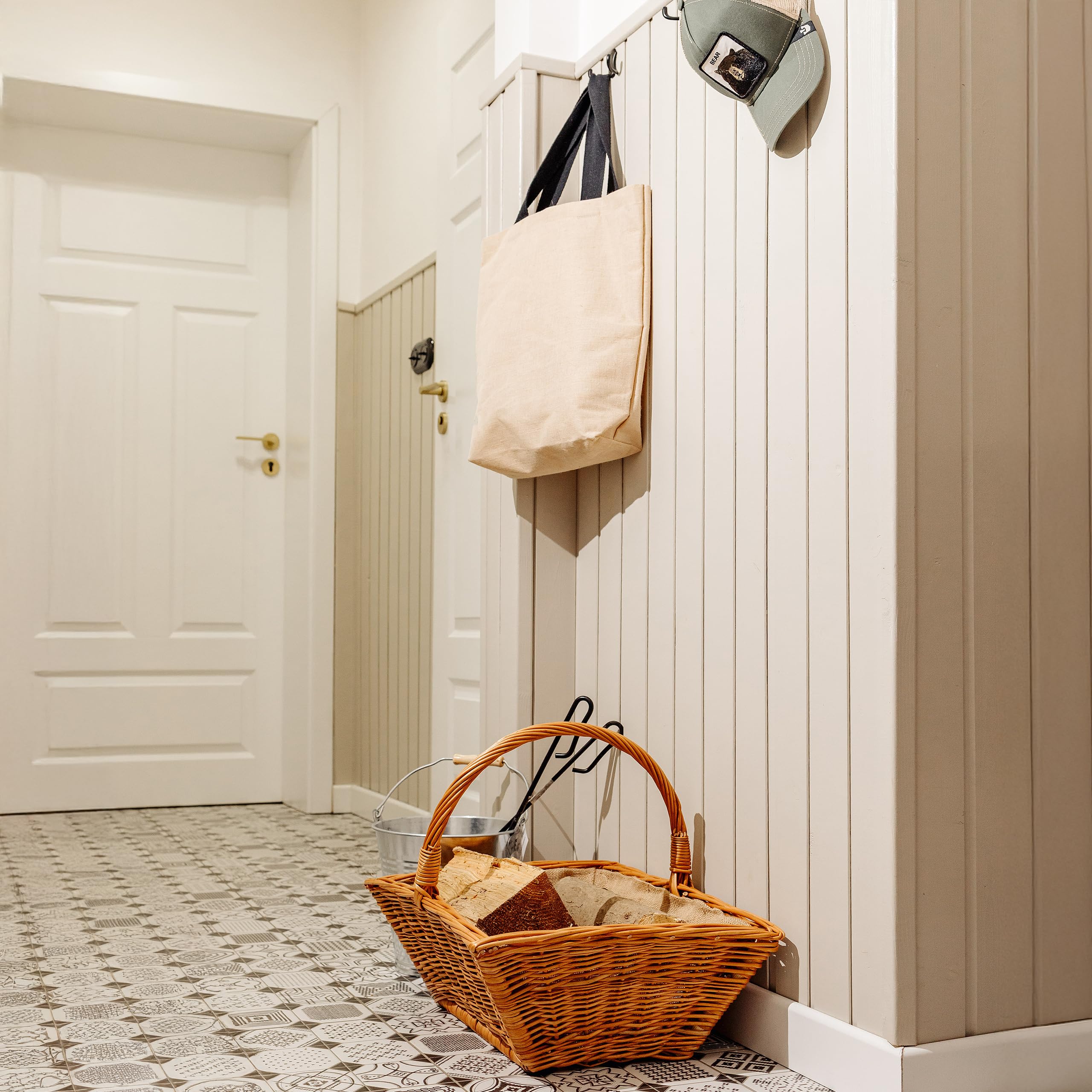 Creative Home Cesto Portalegna Vimini Marrone 50x40x37 cm