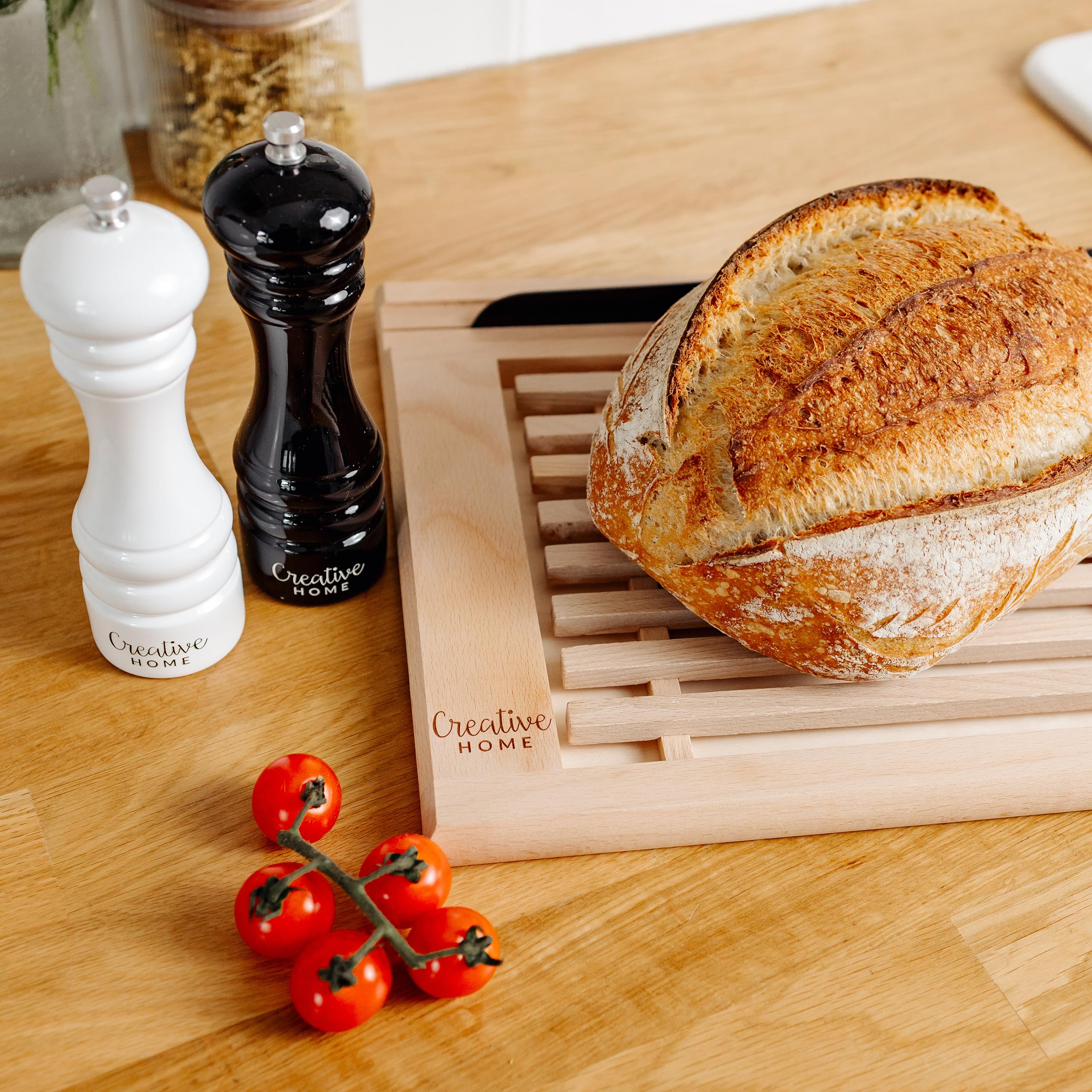 Creative Home tagliere pane faggio 35,5 cm con griglia