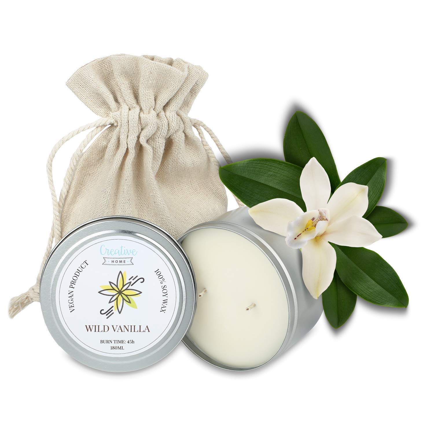 Creative Home Candela Profumata Vaniglia 180 ml Cera di Soia