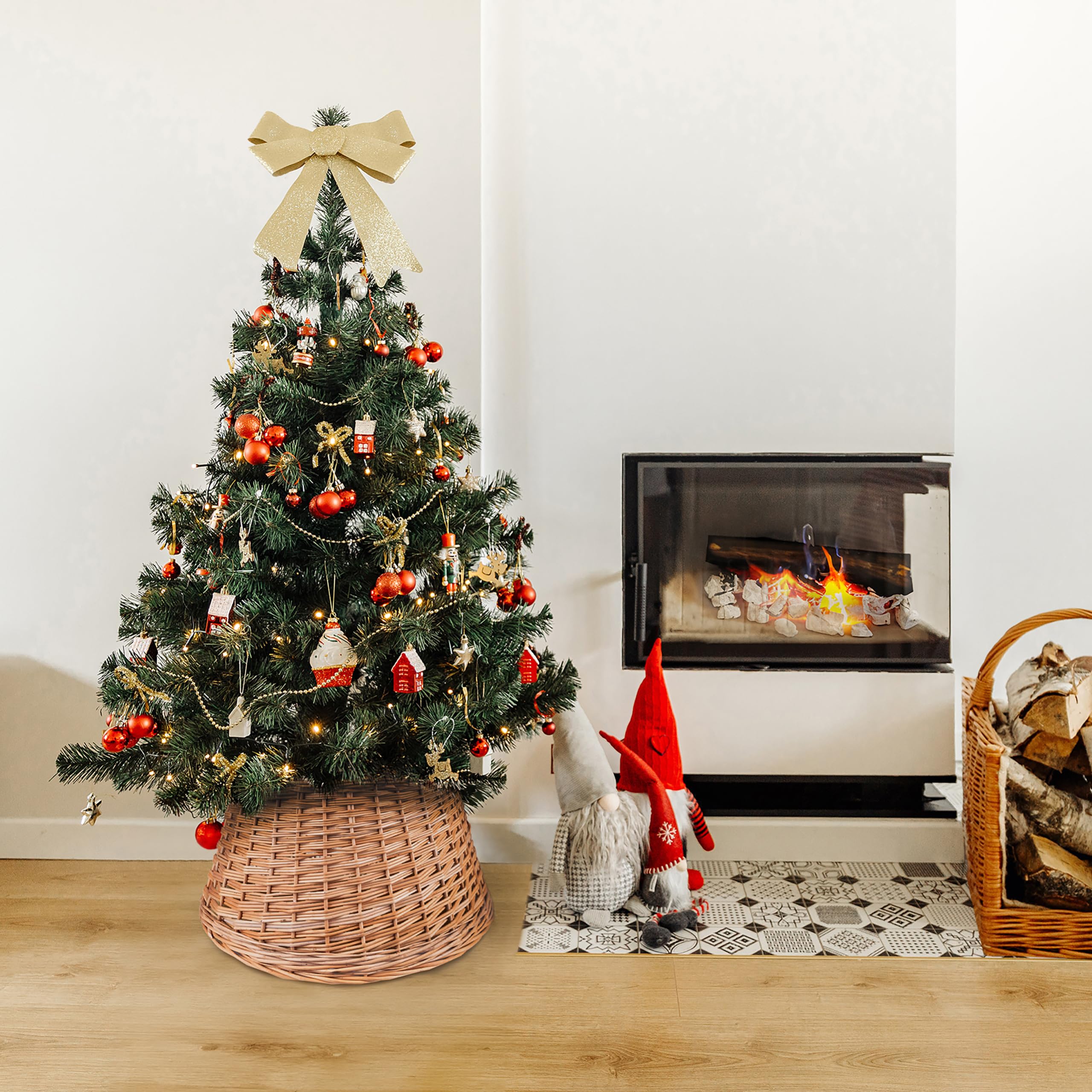 Creative Home Collare Albero Natale Vimini Naturale Ø 46x24 cm
