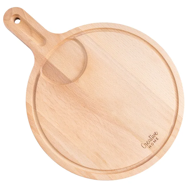 Creative Home Tagliere Rotondo Legno Faggio 40x30 cm con Manico