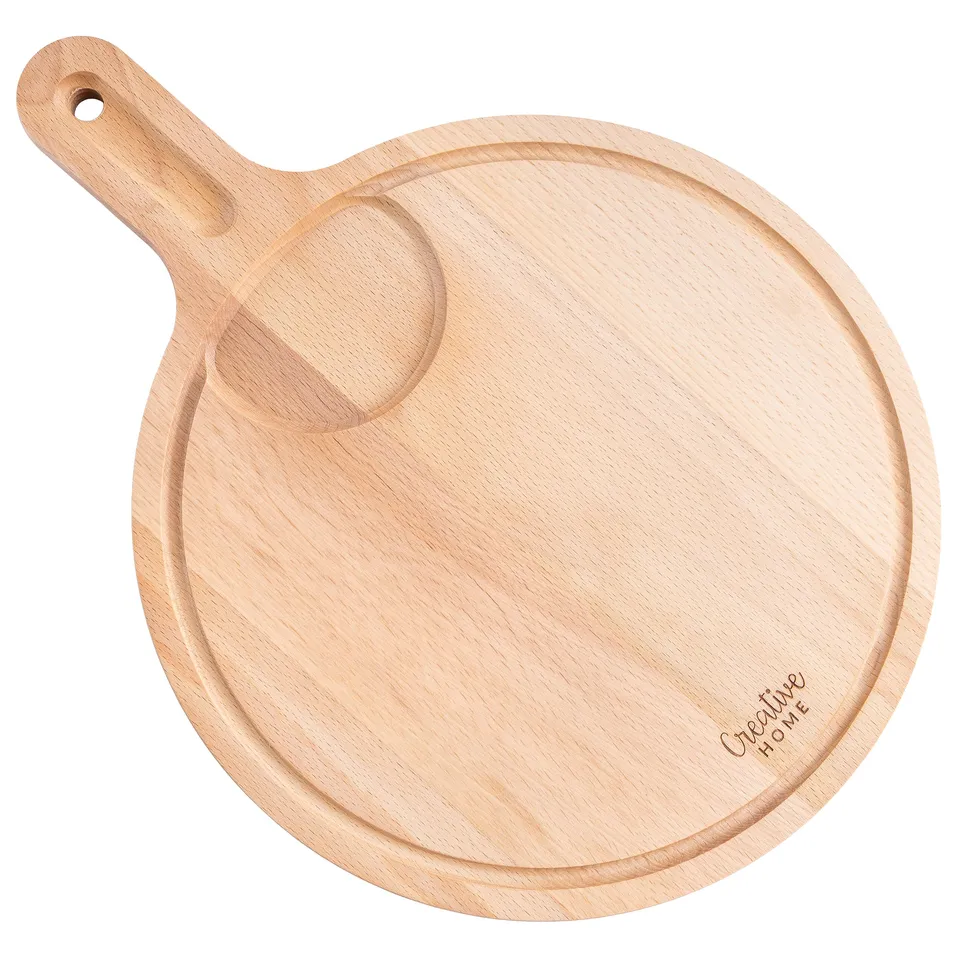 Creative Home Tagliere Rotondo Legno Faggio 40x30 cm con Manico