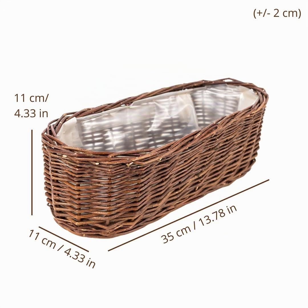 Creative Home Vaso Fiori Vimini Scuro 35x11x11 cm