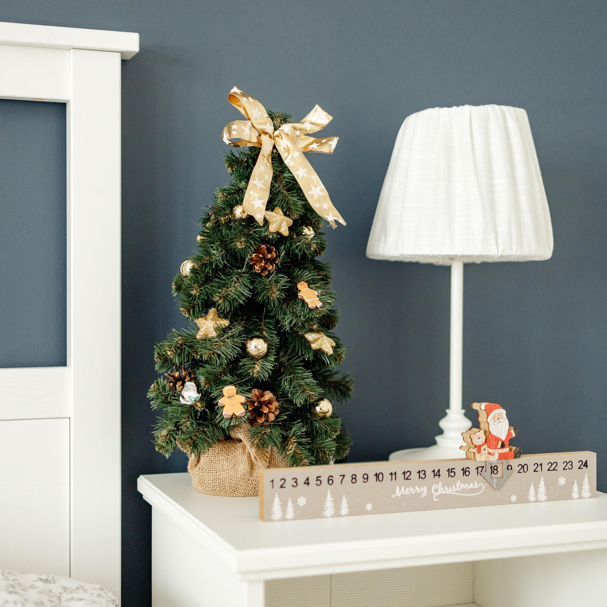 Creative Home Albero di Natale Oro 40 cm Addobbato da Tavolo