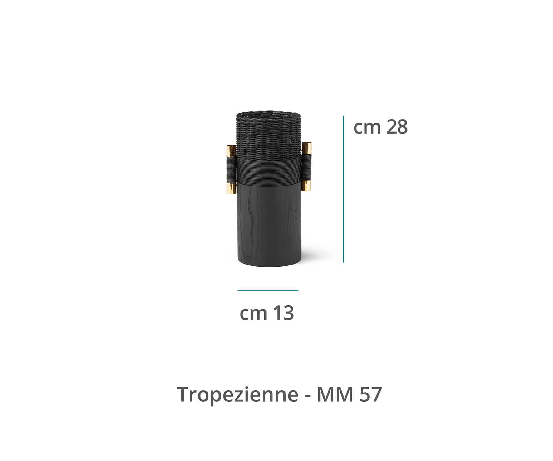 Mila Maurizi Tropezienne vaso antracite ottone legno