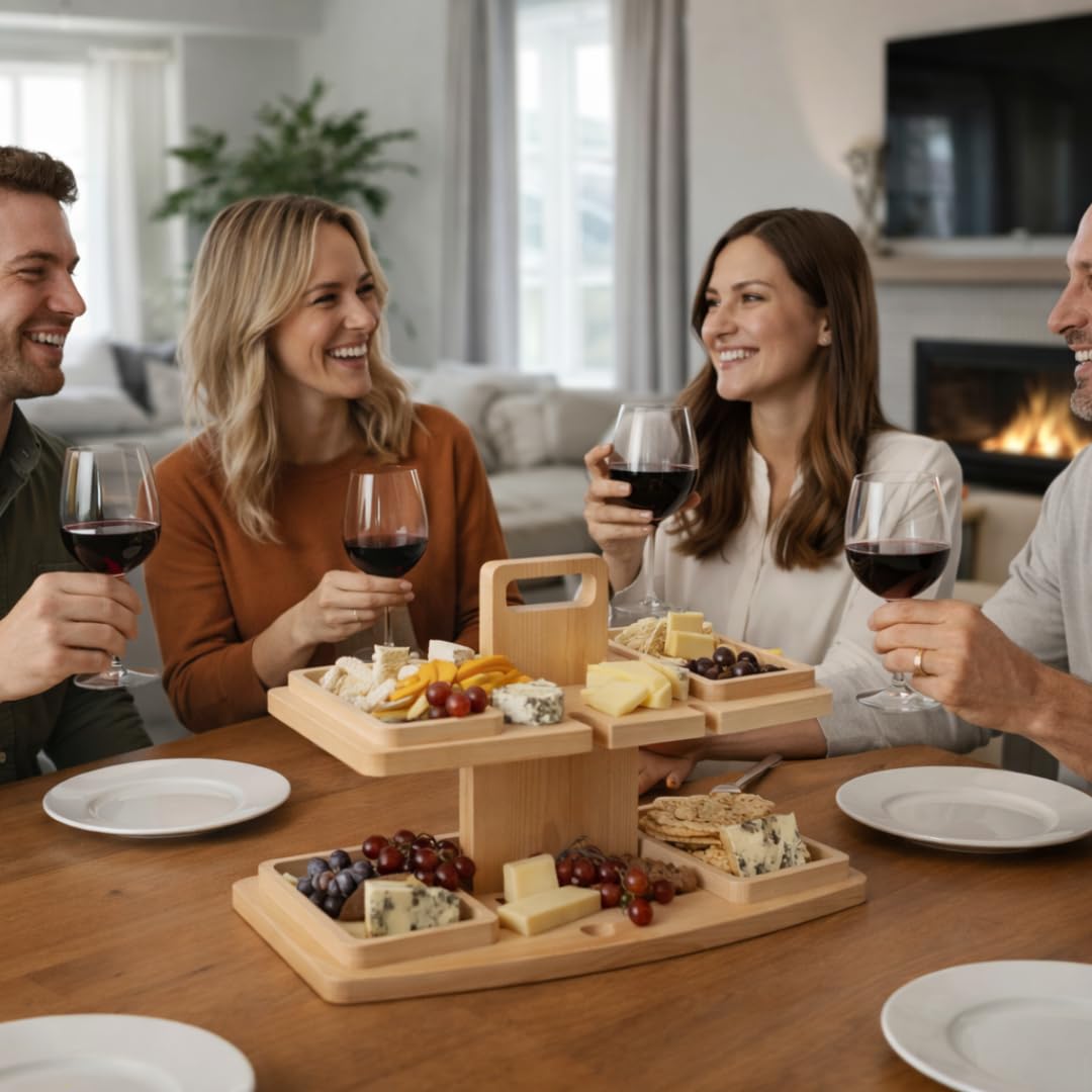 Inca vassoio aperitivo 2 ripiani legno faggio 4 vassoi