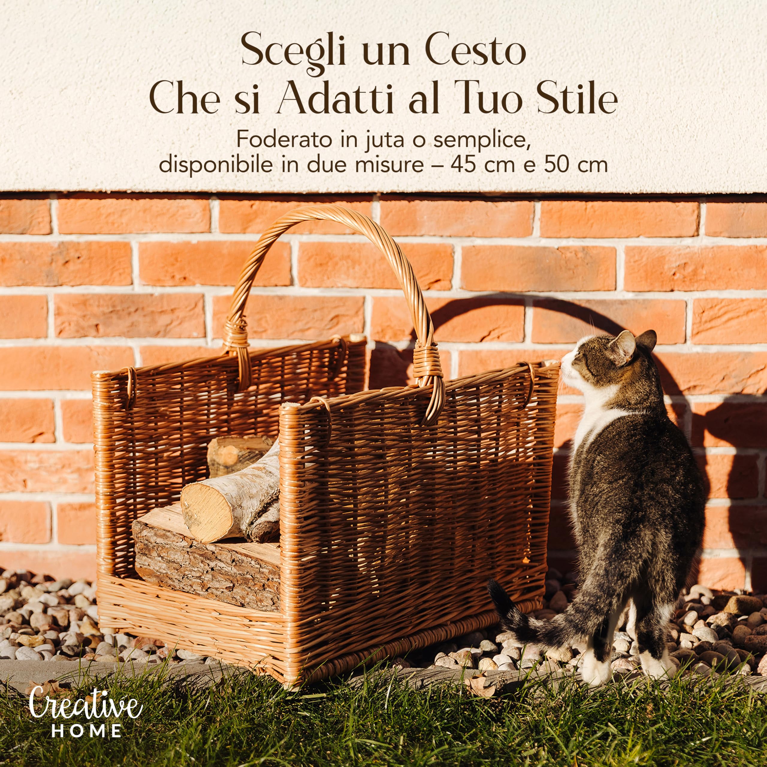 Creative Home Cesto Portalegna Vimini 45x30x47cm Salice