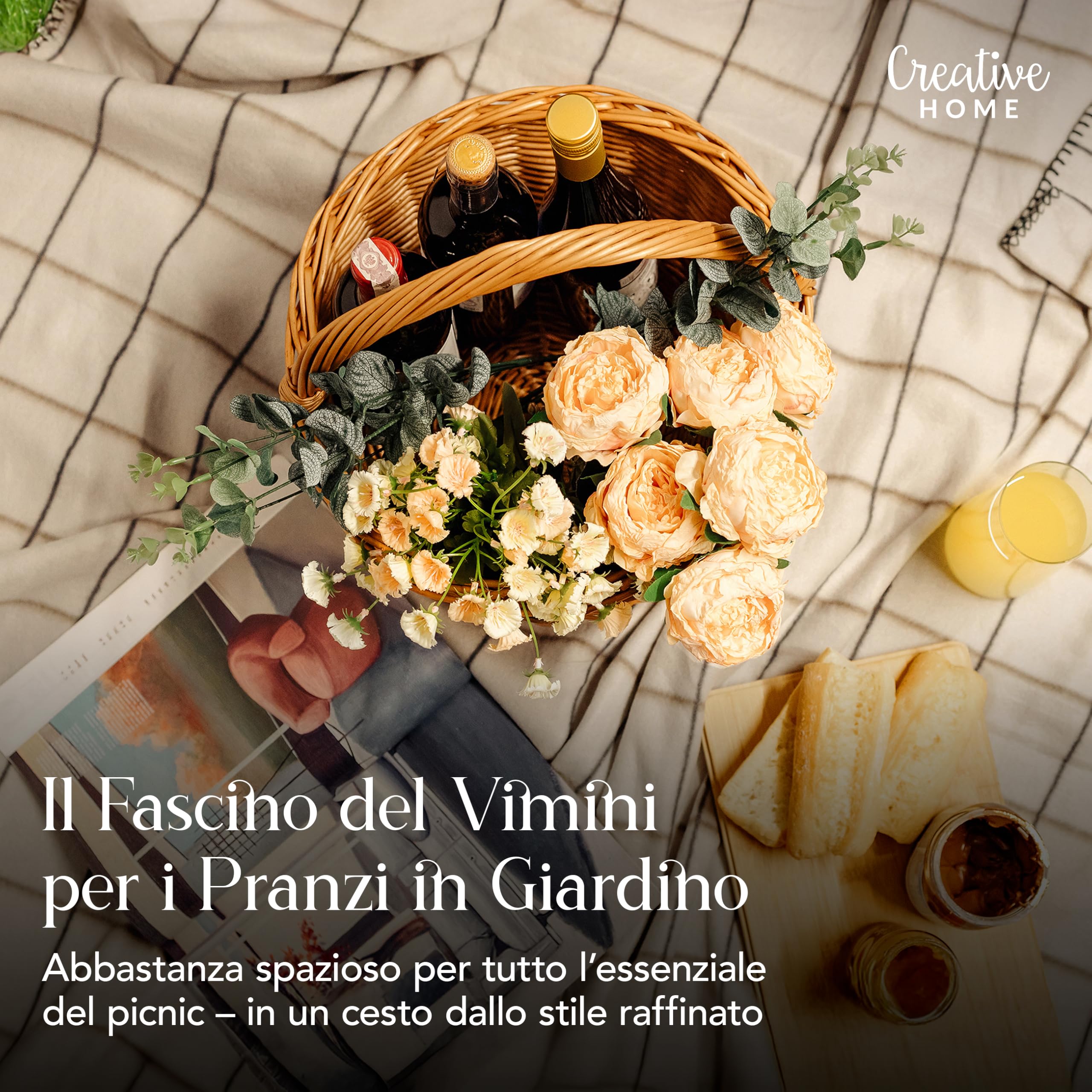 Creative Home Cestino in Vimini 35x35x36 cm Marrone per Tavola