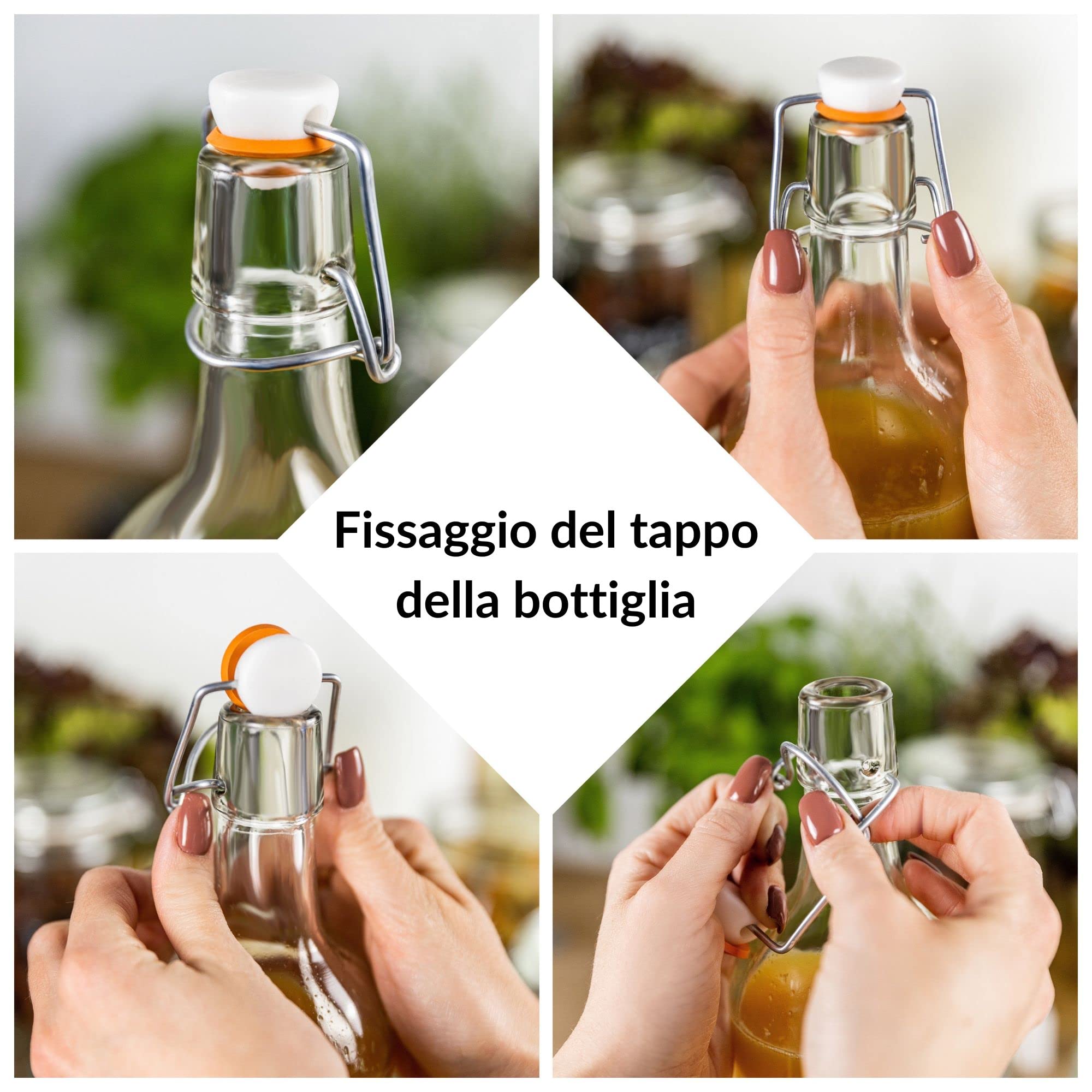 Creative Home Bottiglie Vetro 1 L Set 6 Tappo Ermetico