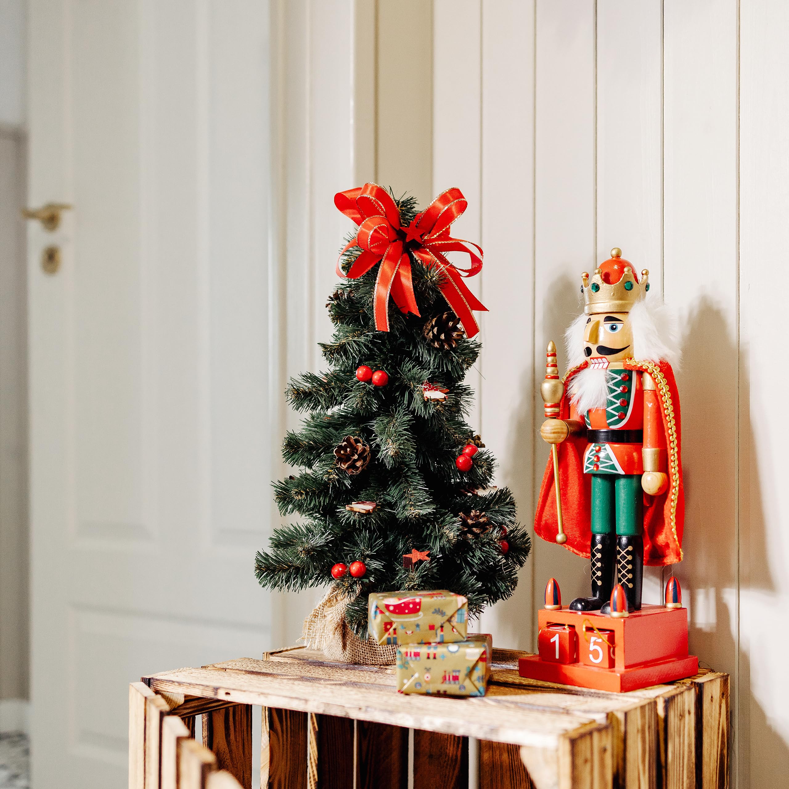 Creative Home Albero di Natale 40cm Rosso Già Addobbato