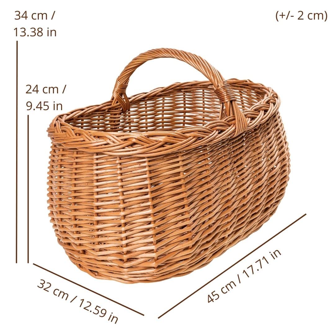 Creative Home cestino vimini manico 45x32x34 marrone