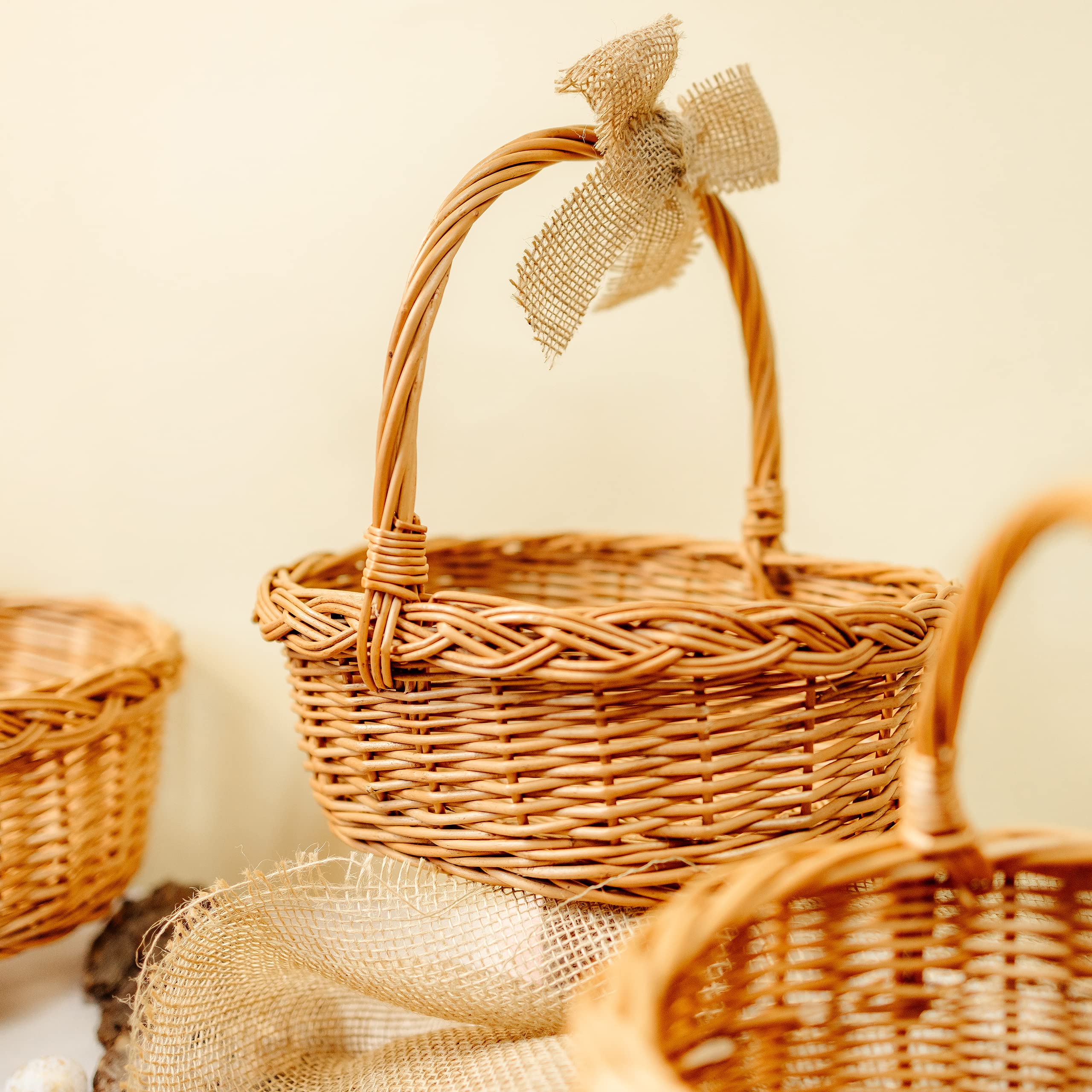 Creative Home Cestino Vimini Manico 30x27x24 cm Naturale