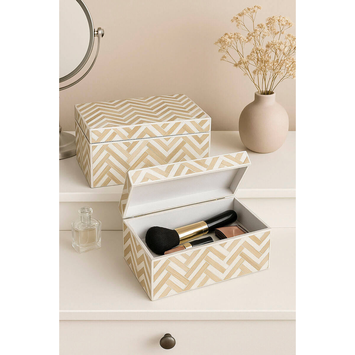 Home ESPRIT Tropical Set 2 Scatole Resina Bambu 30 cm
