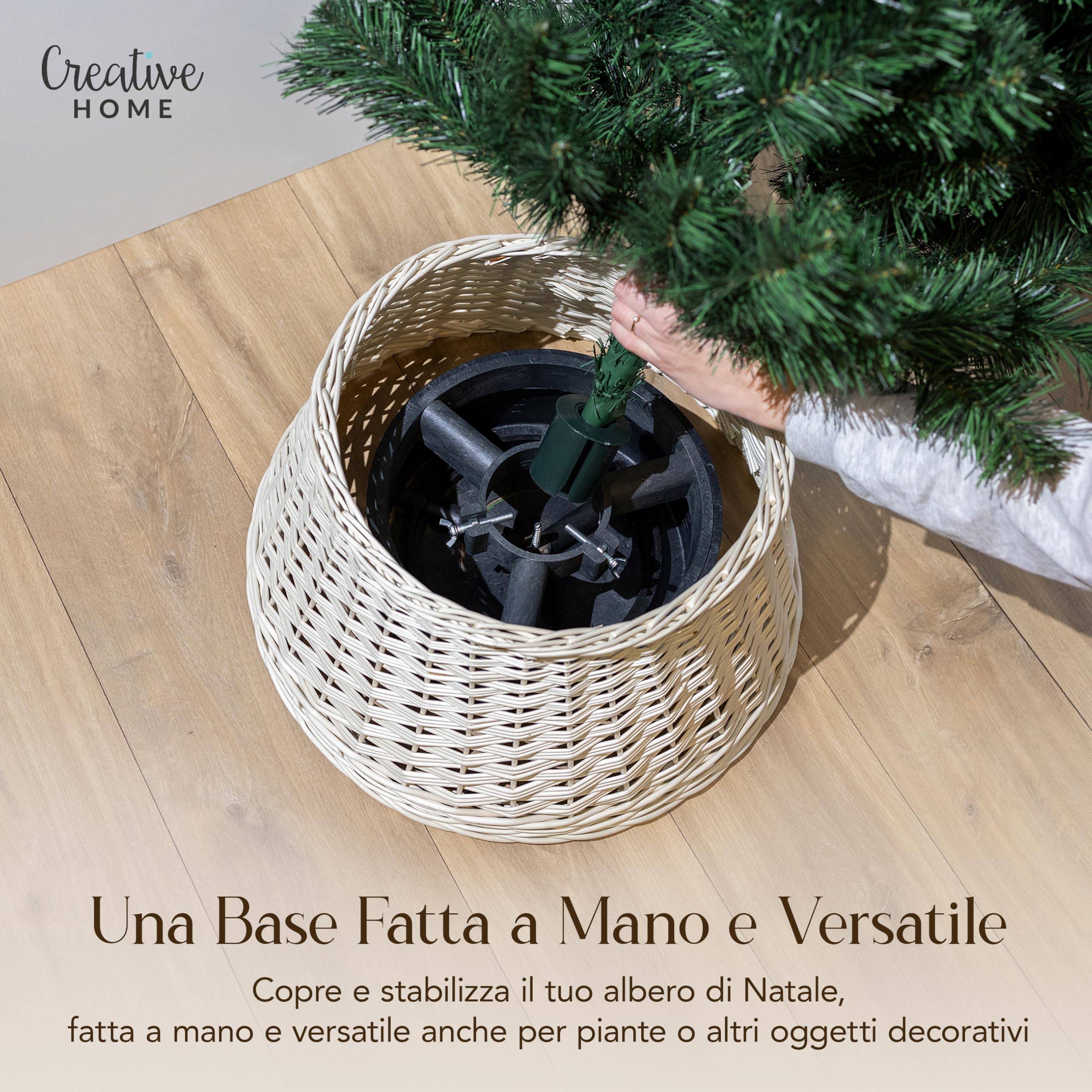Creative Home Collare Albero Natale Vimini Bianco Ø 46x24 cm