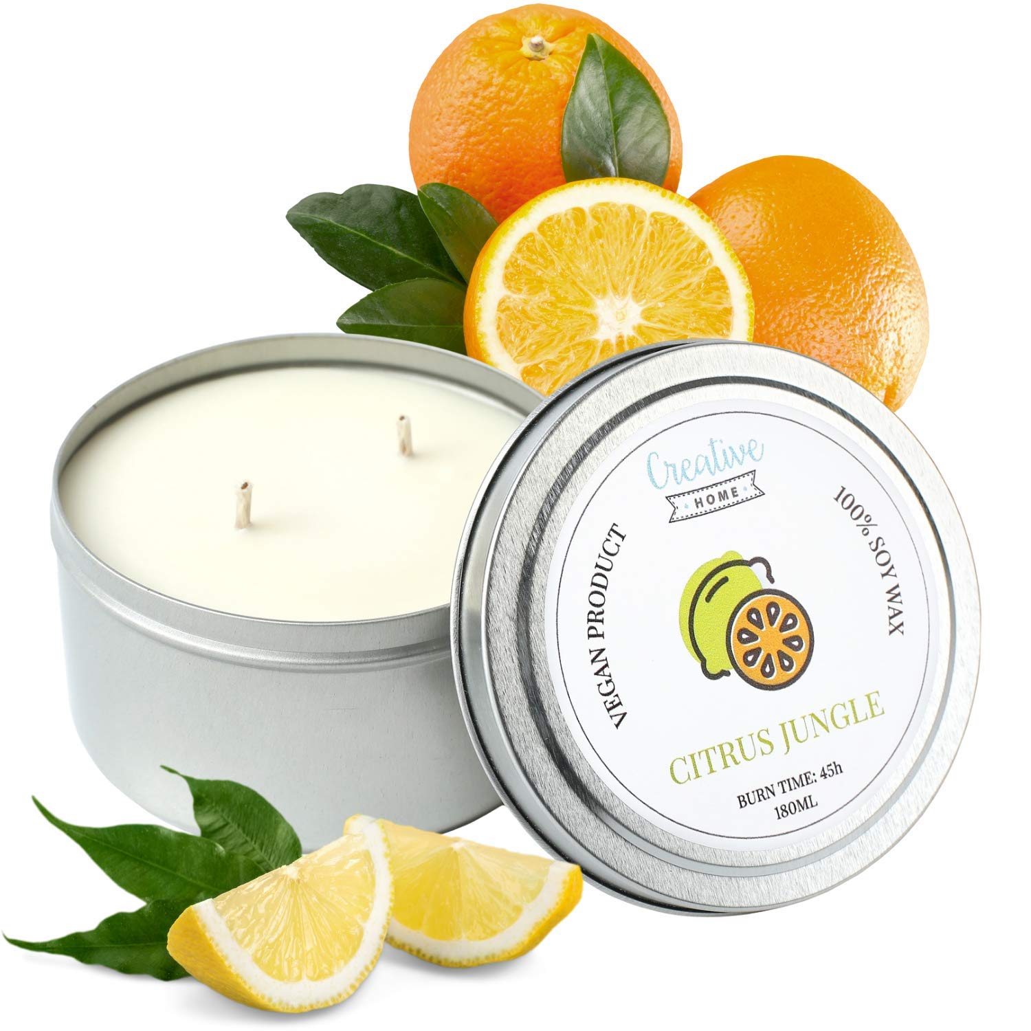 Creative Home Candela Profumata Agrumi Cera di Soia 180 ml