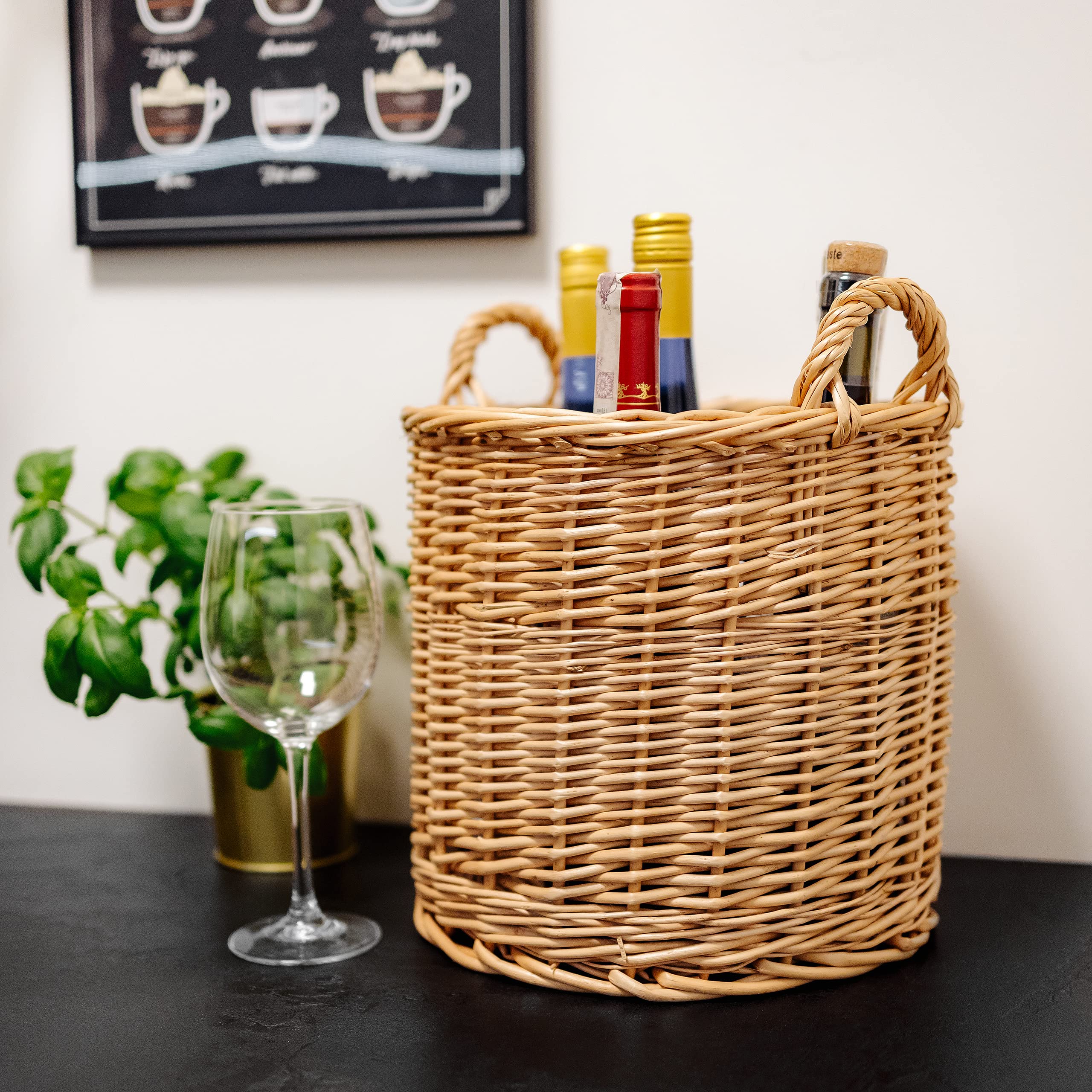 Creative Home Cesto Vimini Chiaro 26x26x30 cm con Manici
