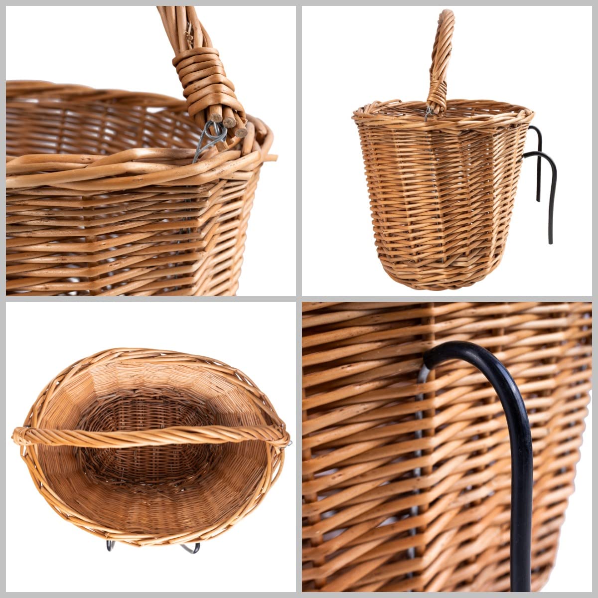 Creative Home Cestino Bici in Vimini Naturale 30x23x22 cm con Gancio