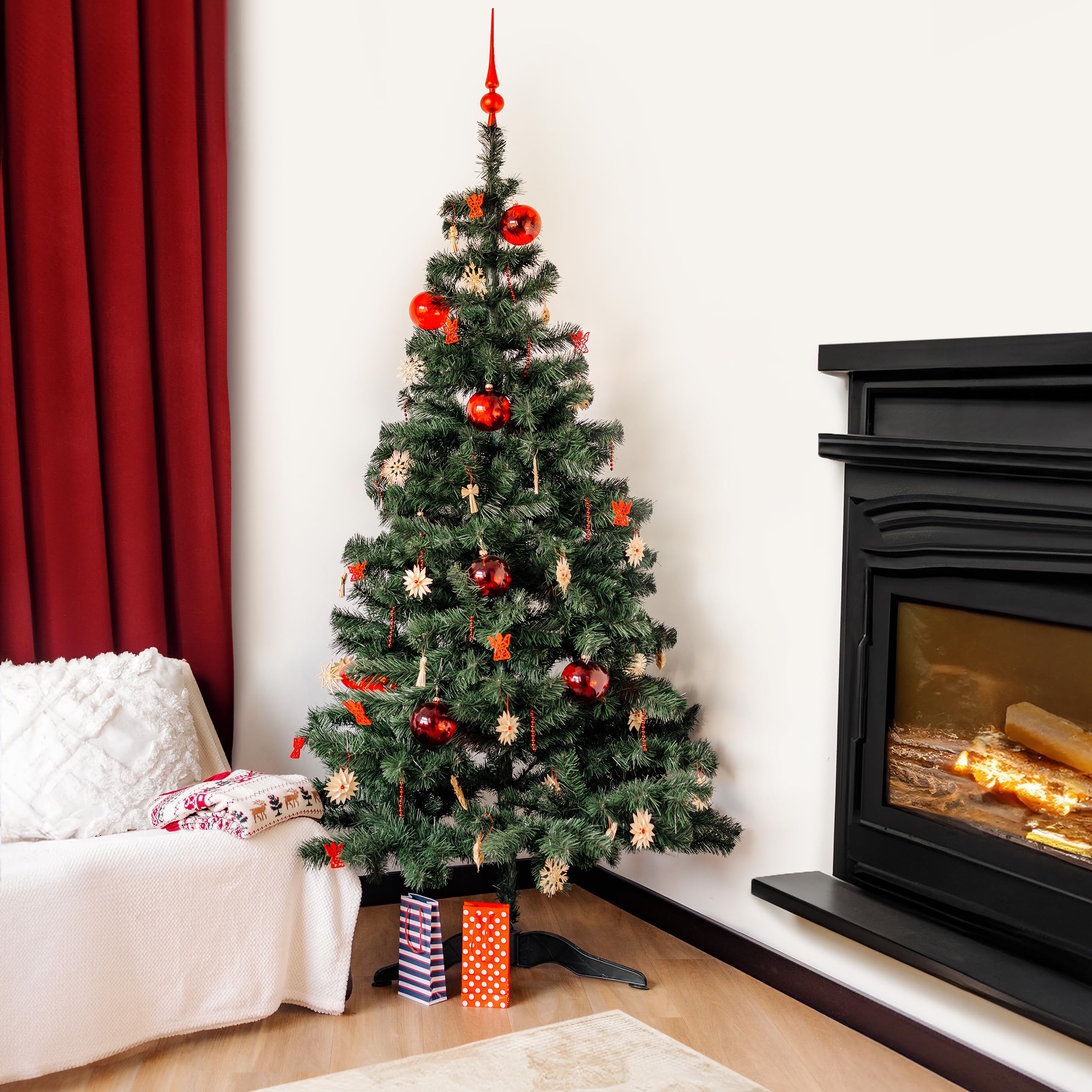 Creative Home albero di Natale artificiale 220 cm verde folto pieghevole