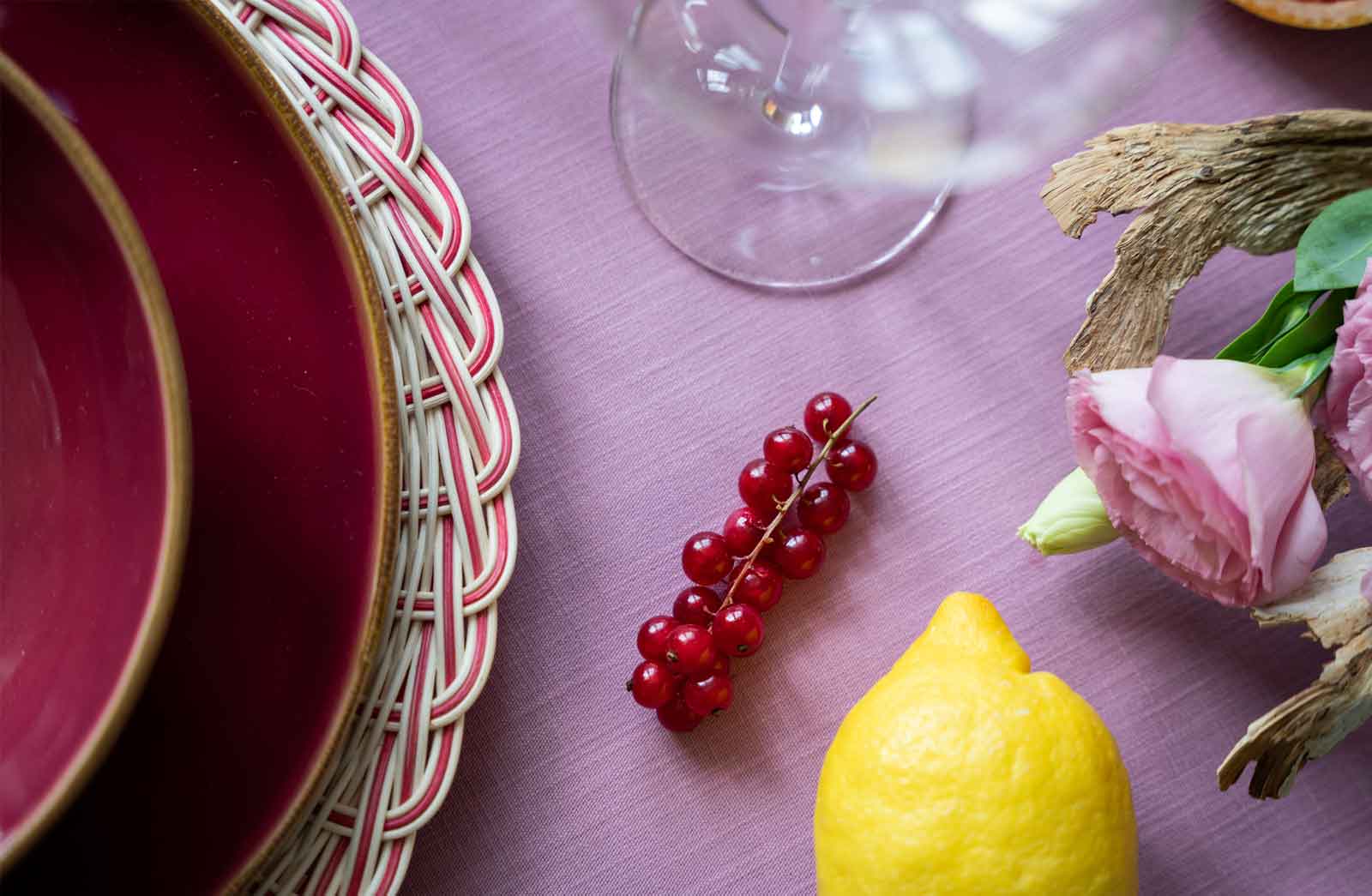 Mila Maurizi Mélodie Dalia b-02 sottopiatto midollino rosa
