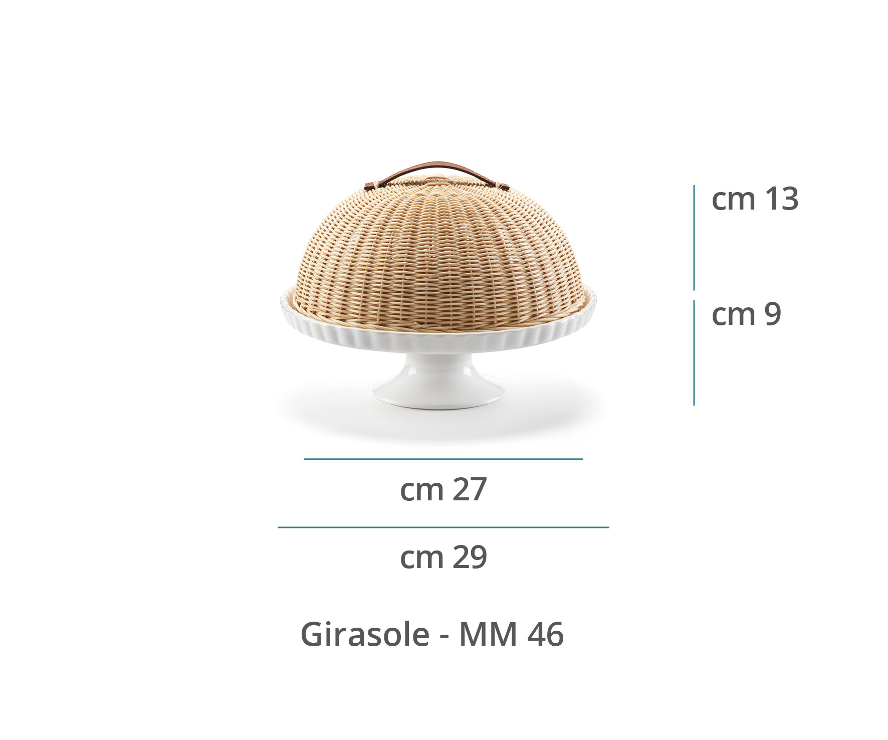 Mila Maurizi Mise en Place Girasole campana ceramica midollino