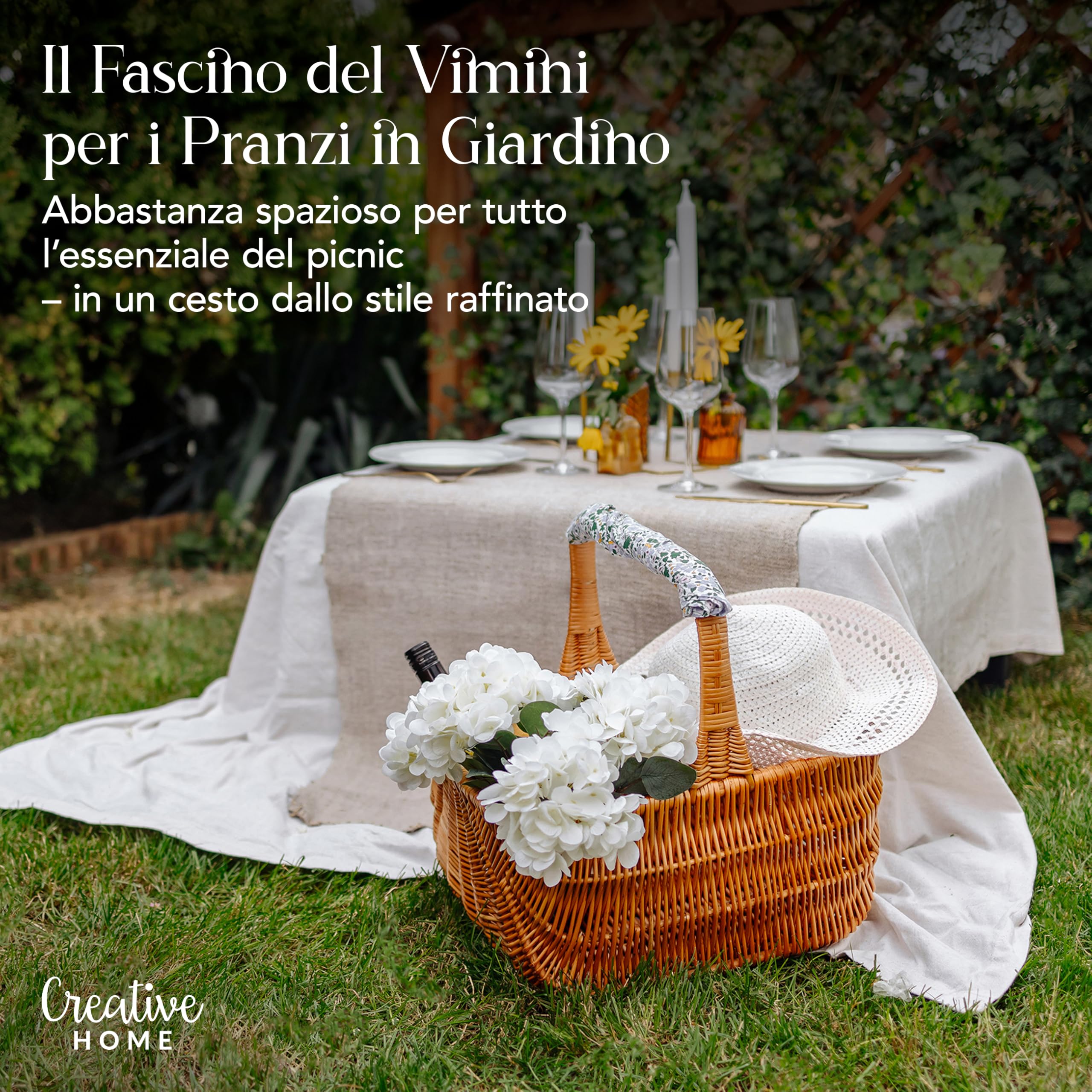 Creative Home Cestino Vimini Olandese 42x32x40 cm Manico