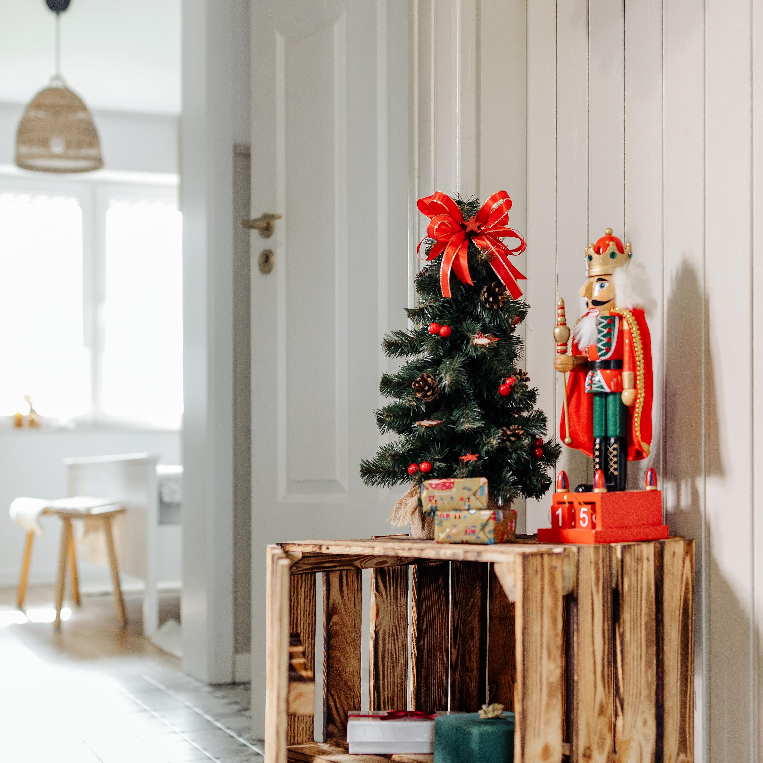 Creative Home Albero di Natale 40cm Rosso Già Addobbato