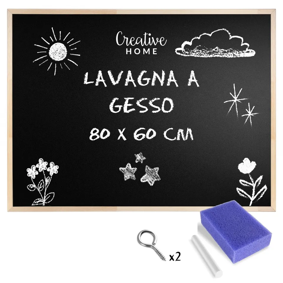 Creative Home Lavagna Gesso Parete 80x60 cm Cornice Legno