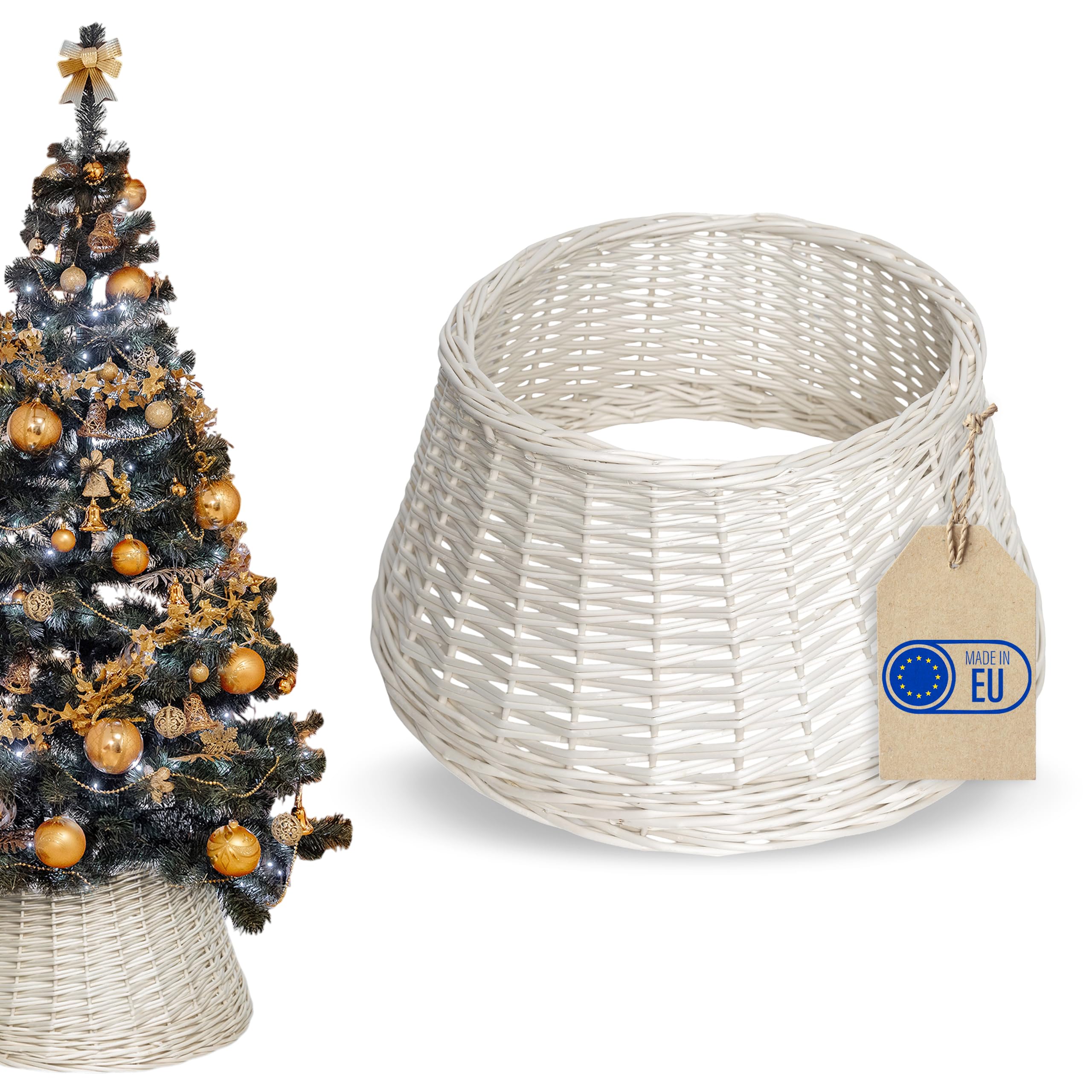 Creative Home Collare Albero Natale Vimini Bianco Ø 52x27 cm