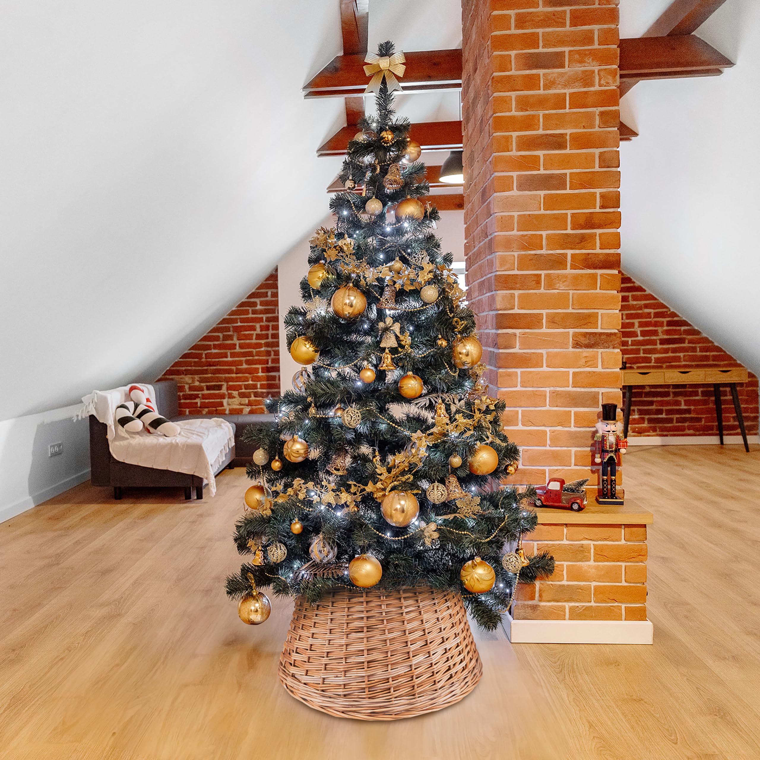 Creative Home Collare Albero Natale Vimini Naturale Ø 52x27 cm