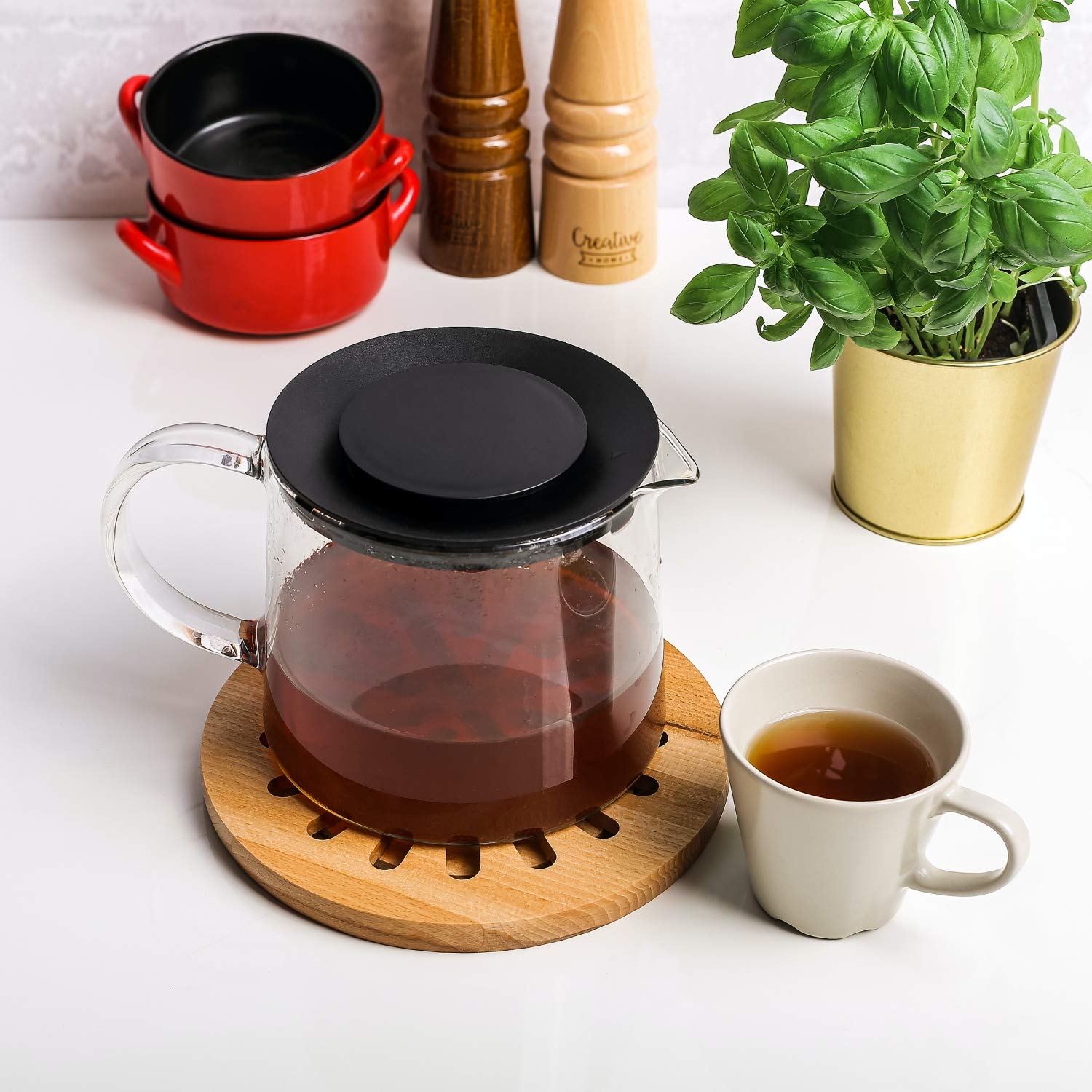 Creative Home Sottopentola Rotondo Legno Faggio 19,5 cm