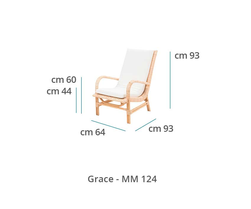 Mila Maurizi Maison Grace poltrona midollino con cuscino