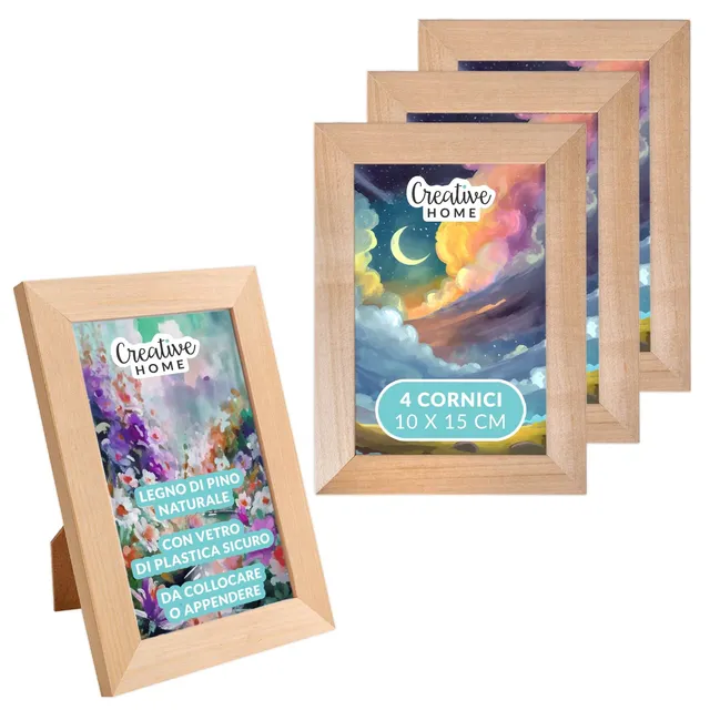 Creative Home Cornici Legno Naturale 10x15 cm Set 2 Pezzi