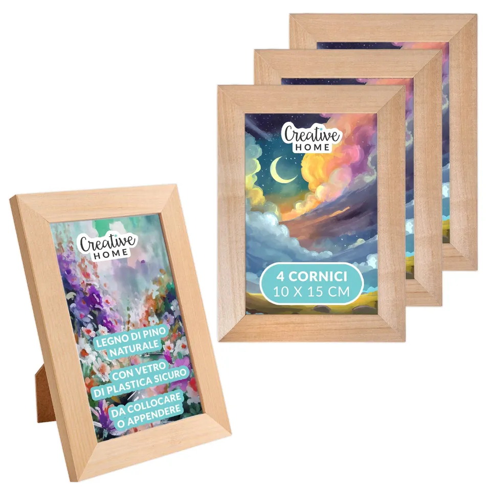 Creative Home Cornici Legno Naturale 10x15 cm Set 2 Pezzi
