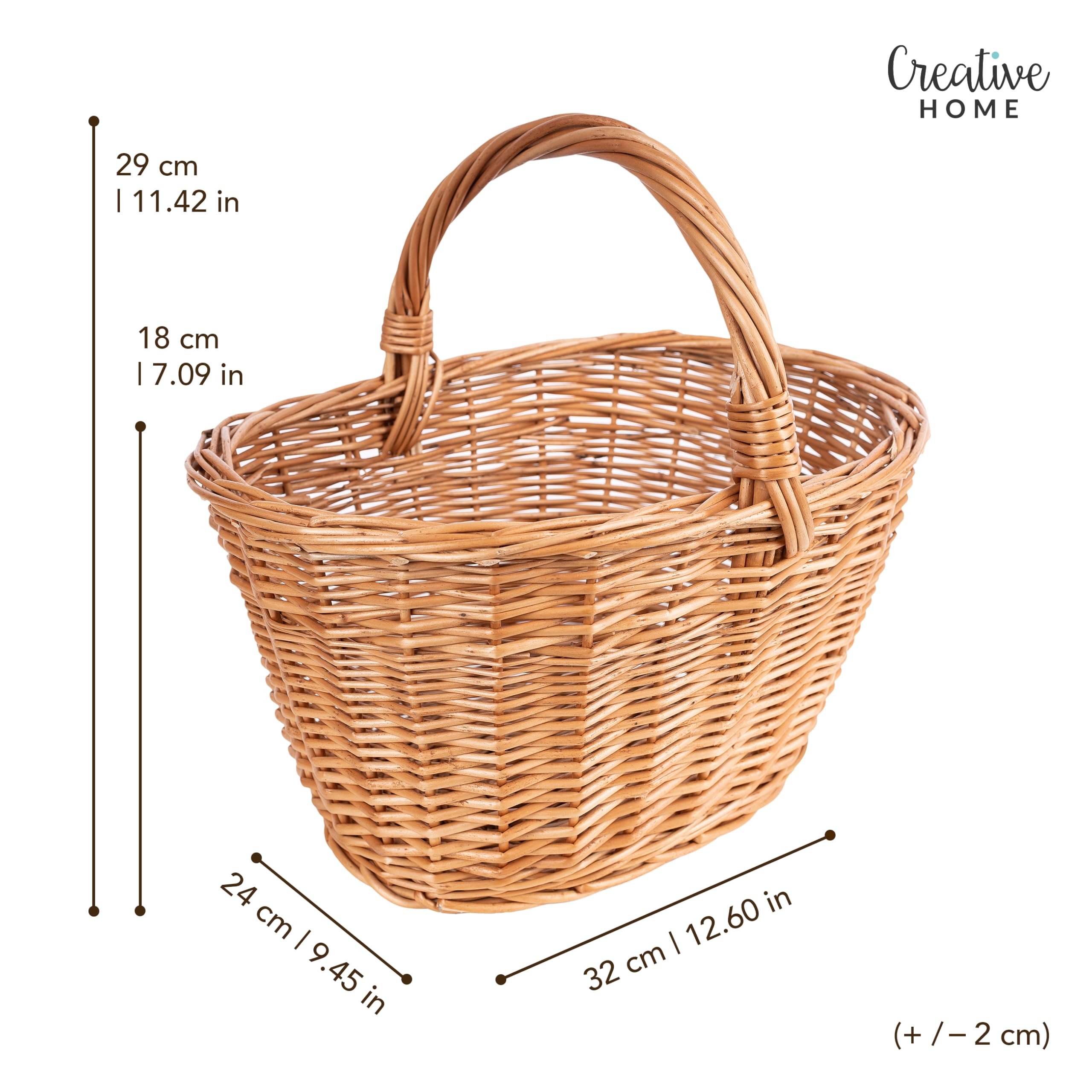 Creative Home Cesto Vimini Chiaro 32x24x29 cm con Manico