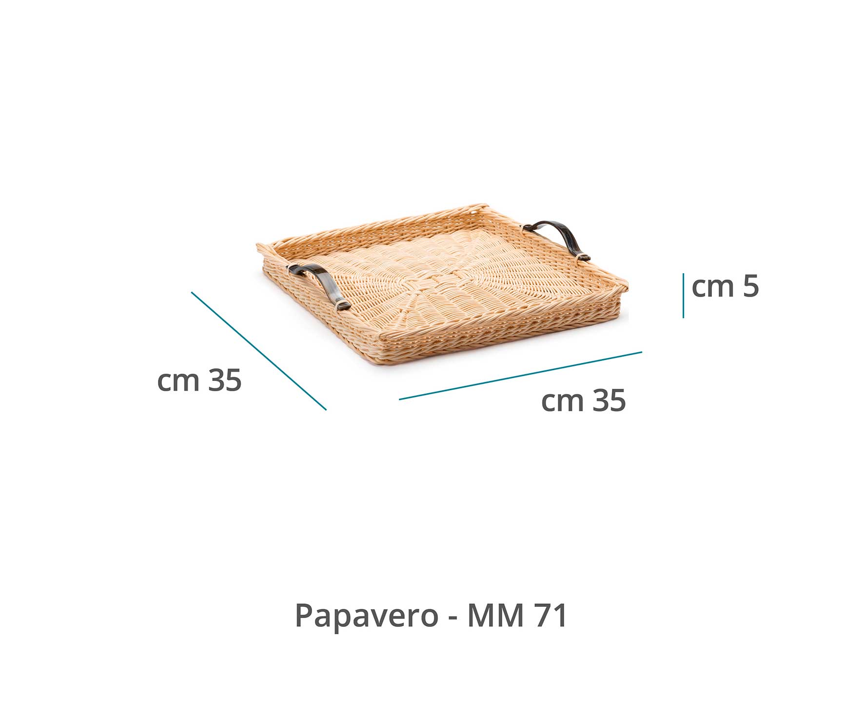 Mila Maurizi Mise en Place Papavero vassoio quadrato vetro