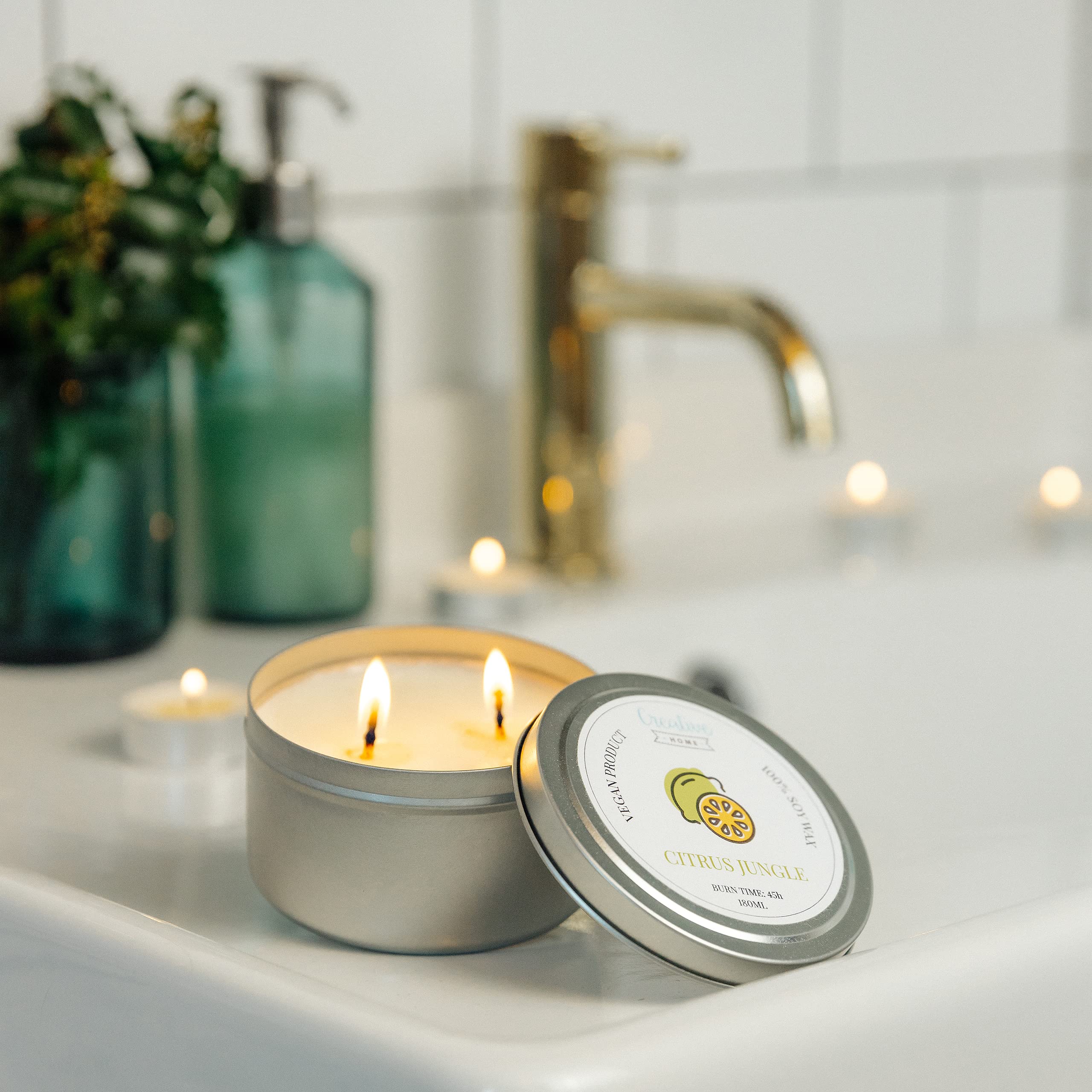 Creative Home Candela Profumata Agrumi Cera di Soia 180 ml