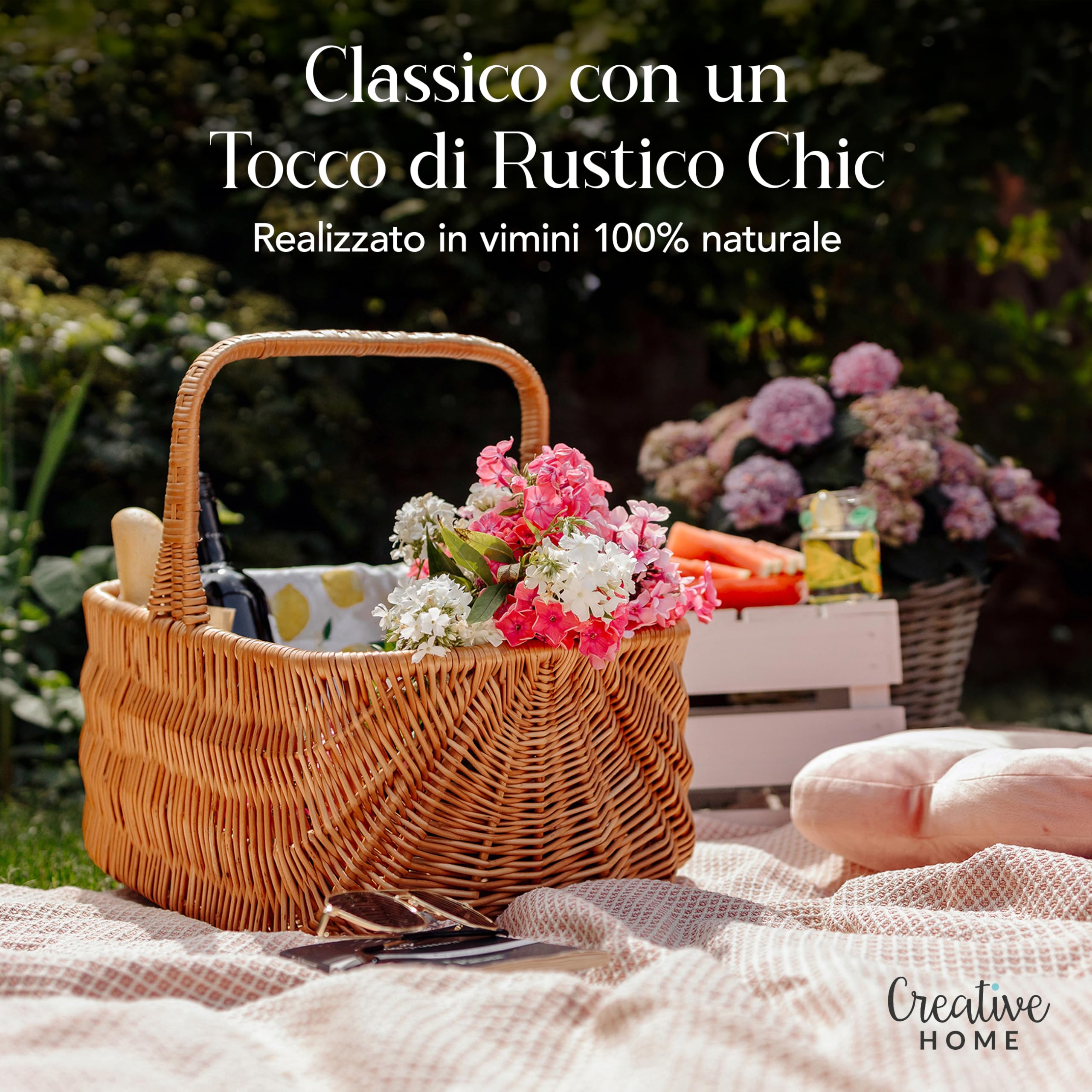 Creative Home Cestino Vimini Olandese 42x32x40 cm Manico
